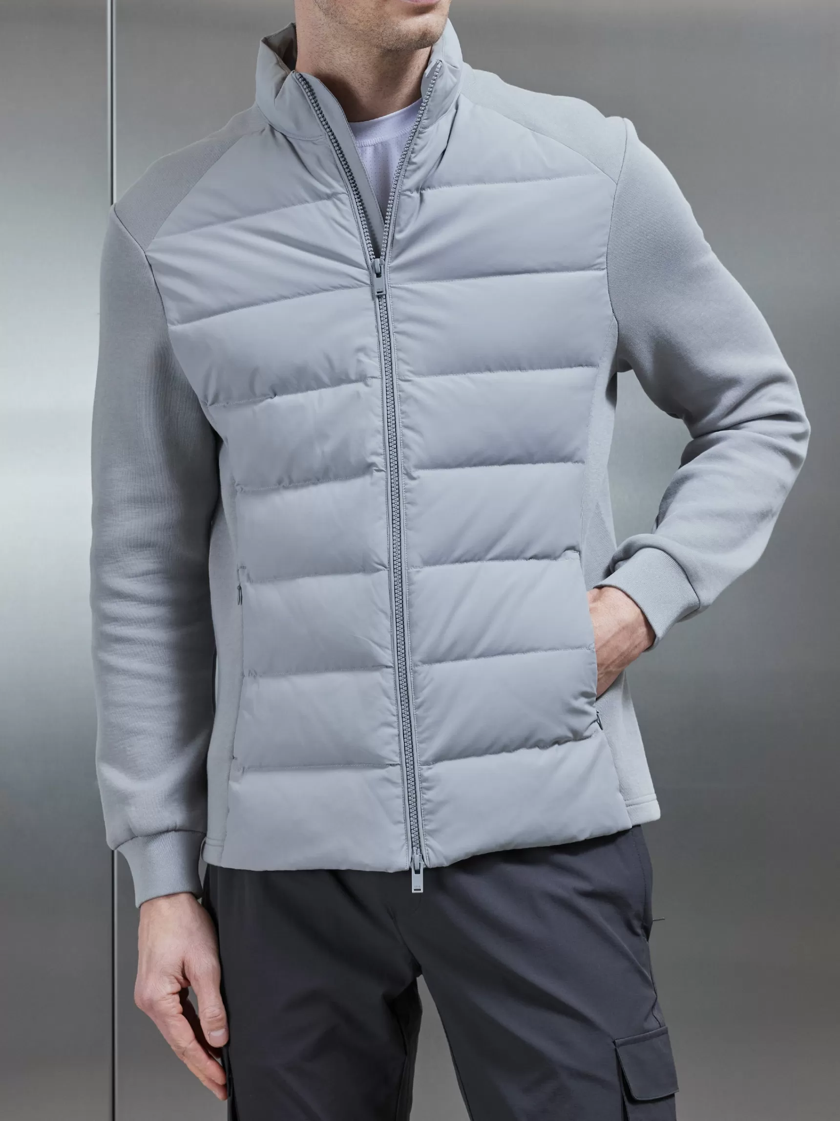 Fashion ARNE Active Hybrid Puffer Jacket - Mid Grey MidGrey