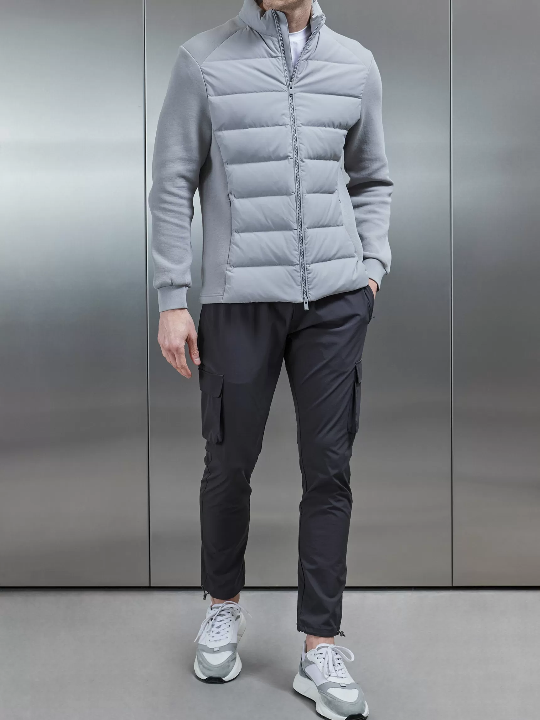Fashion ARNE Active Hybrid Puffer Jacket - Mid Grey MidGrey