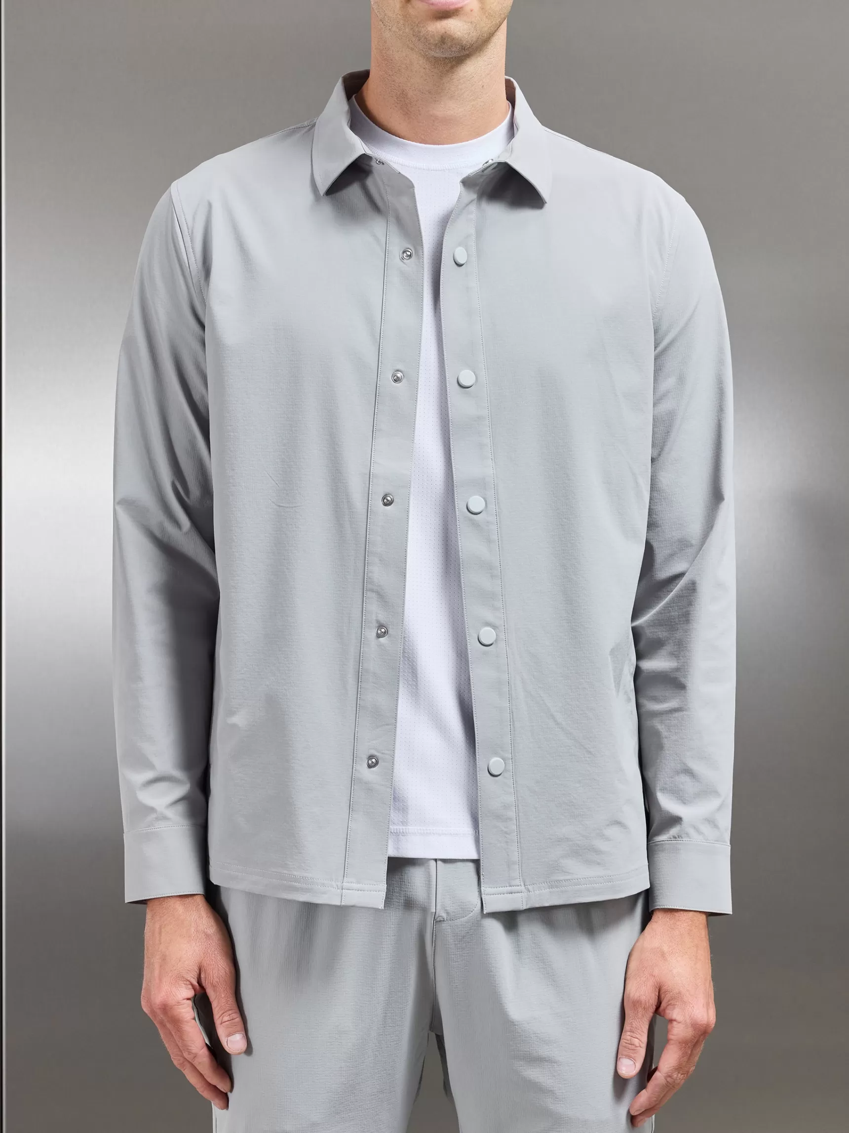 Outlet ARNE Active Technical Overshirt - Mid Grey MidGrey