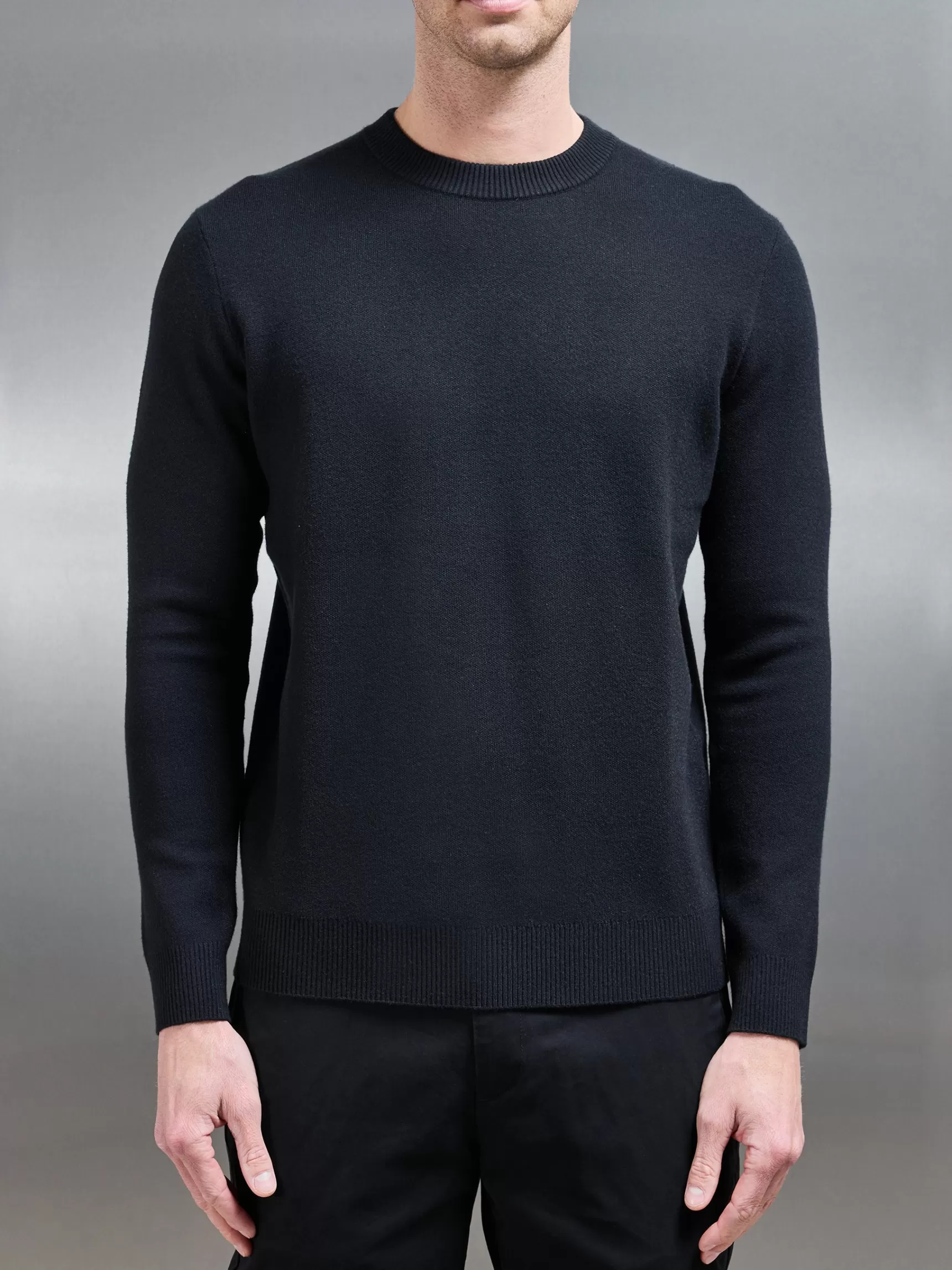 Sale ARNE Chunky Knitted Sweatshirt - Black