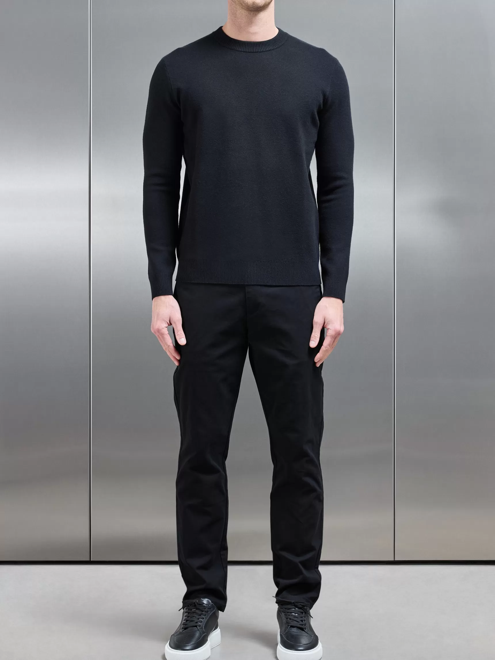 Sale ARNE Chunky Knitted Sweatshirt - Black