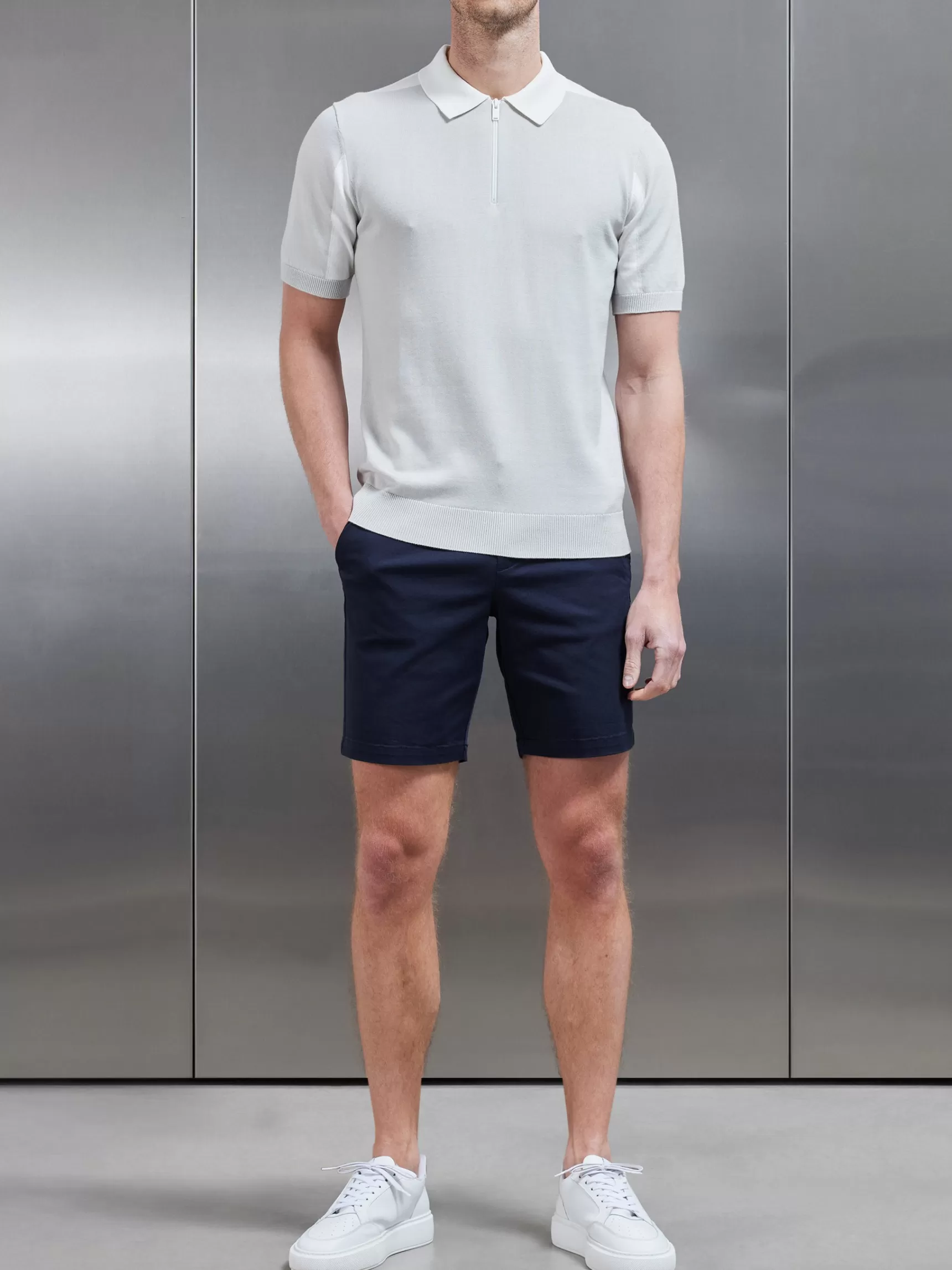 Best Sale ARNE Colour Block Zip Polo Shirt - Mid Grey MidGrey