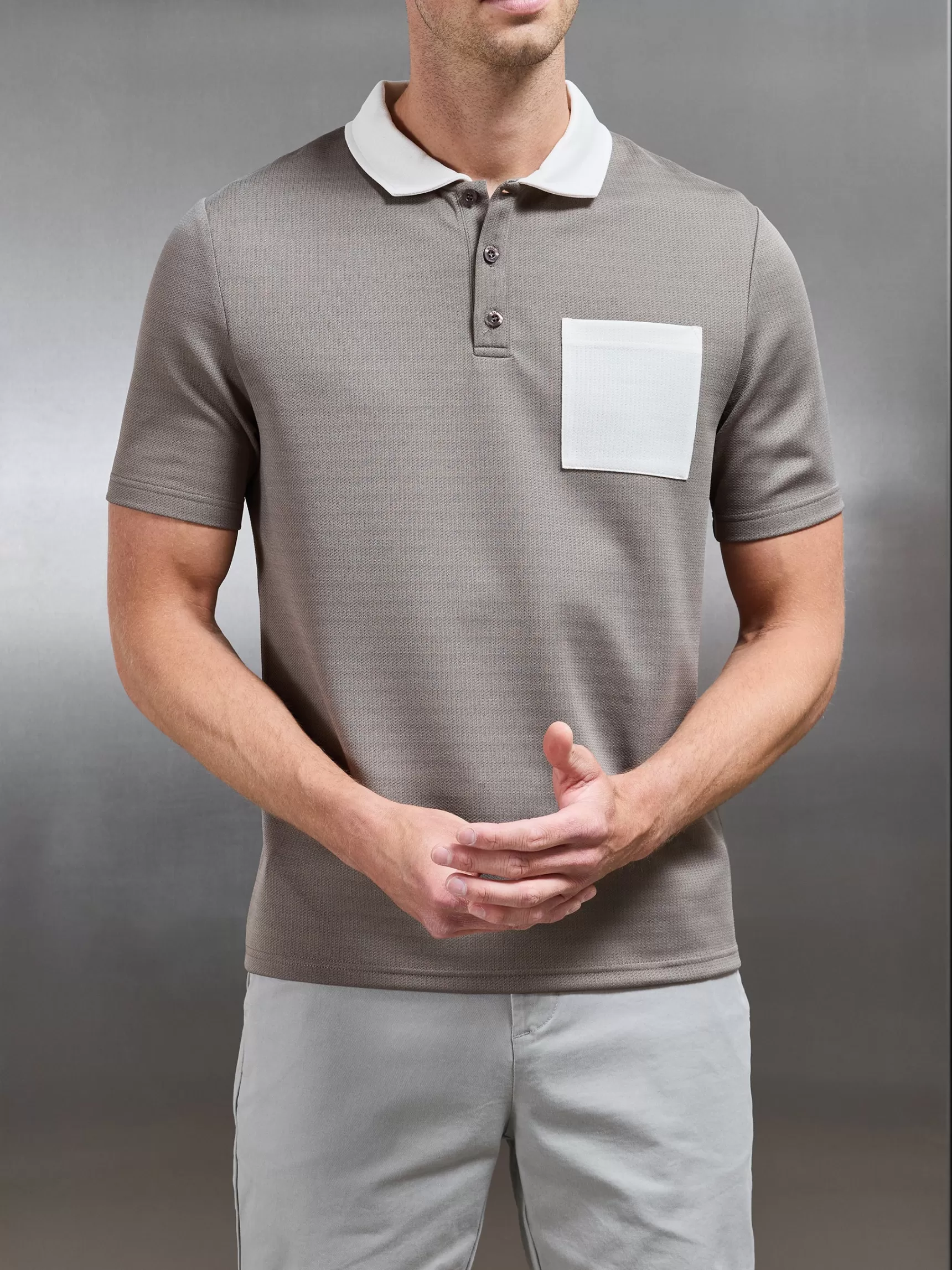 Best Sale ARNE Contrast Pocket Polo Shirt - Taupe Off White TaupeOffWhite