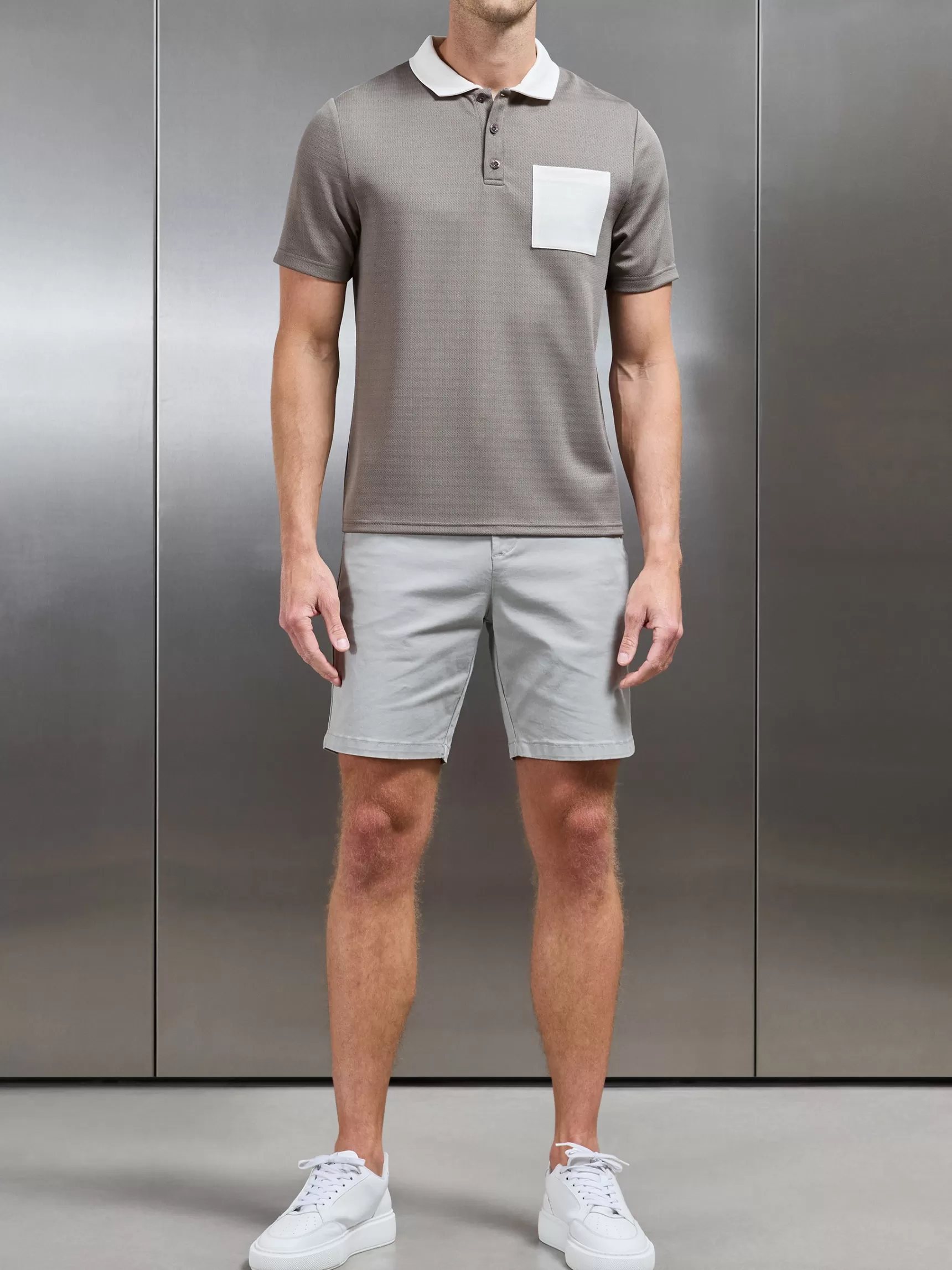 Best Sale ARNE Contrast Pocket Polo Shirt - Taupe Off White TaupeOffWhite