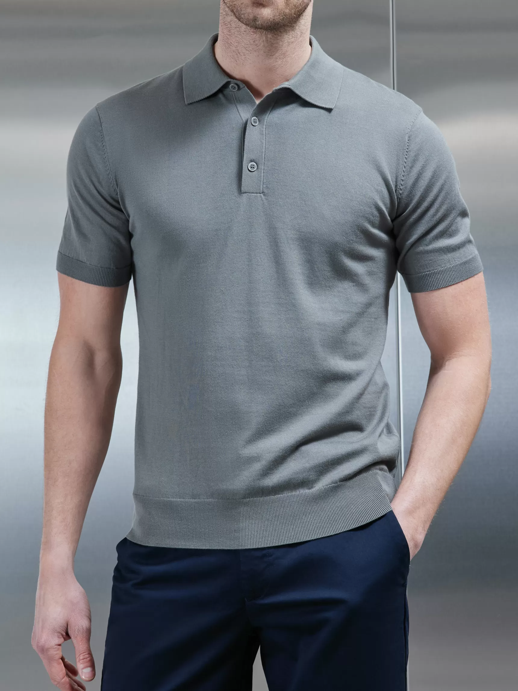 Shop ARNE Cotton And Silk Polo Shirt - Sage