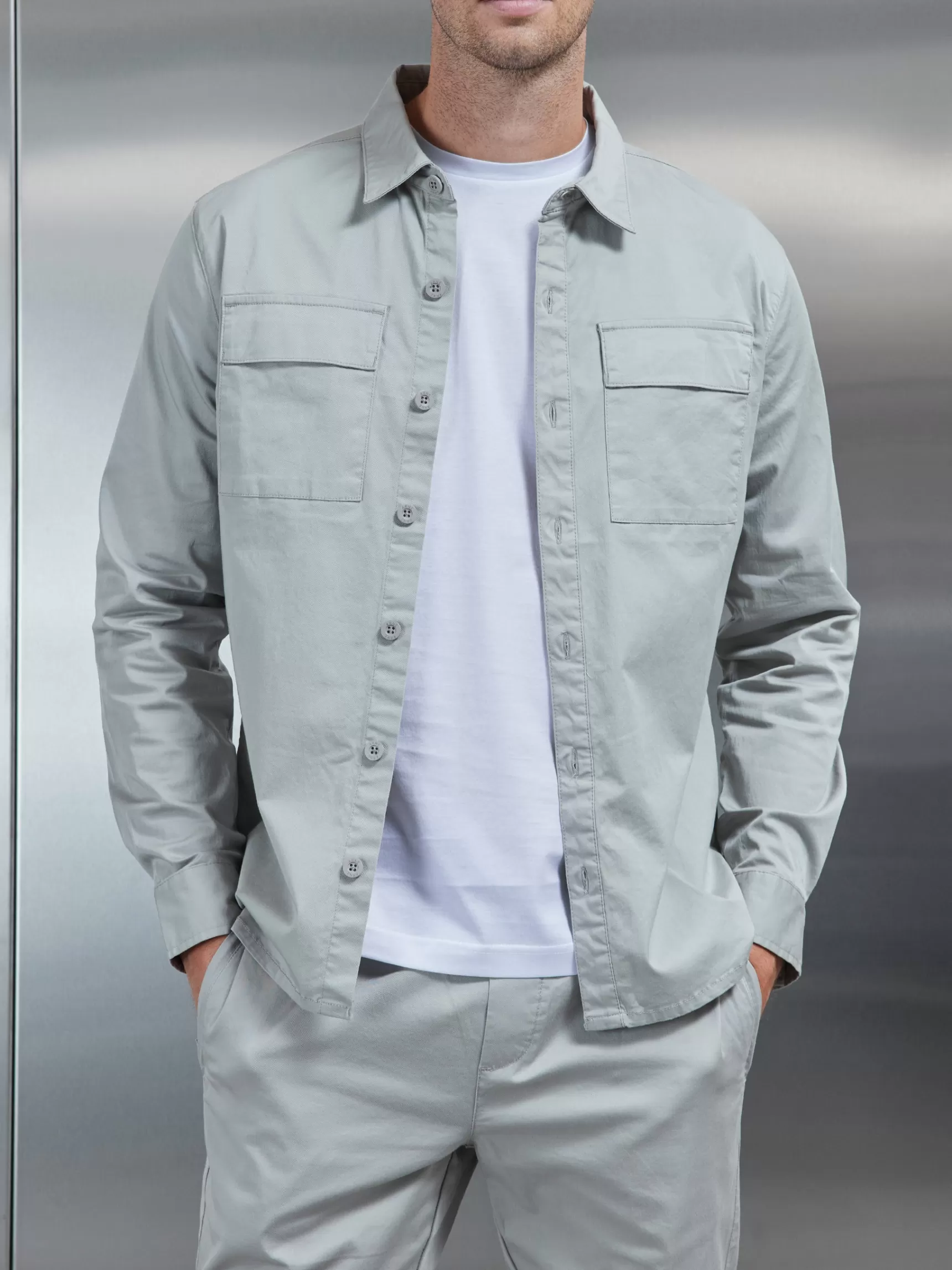 Discount ARNE Cotton Cargo Overshirt - Stone