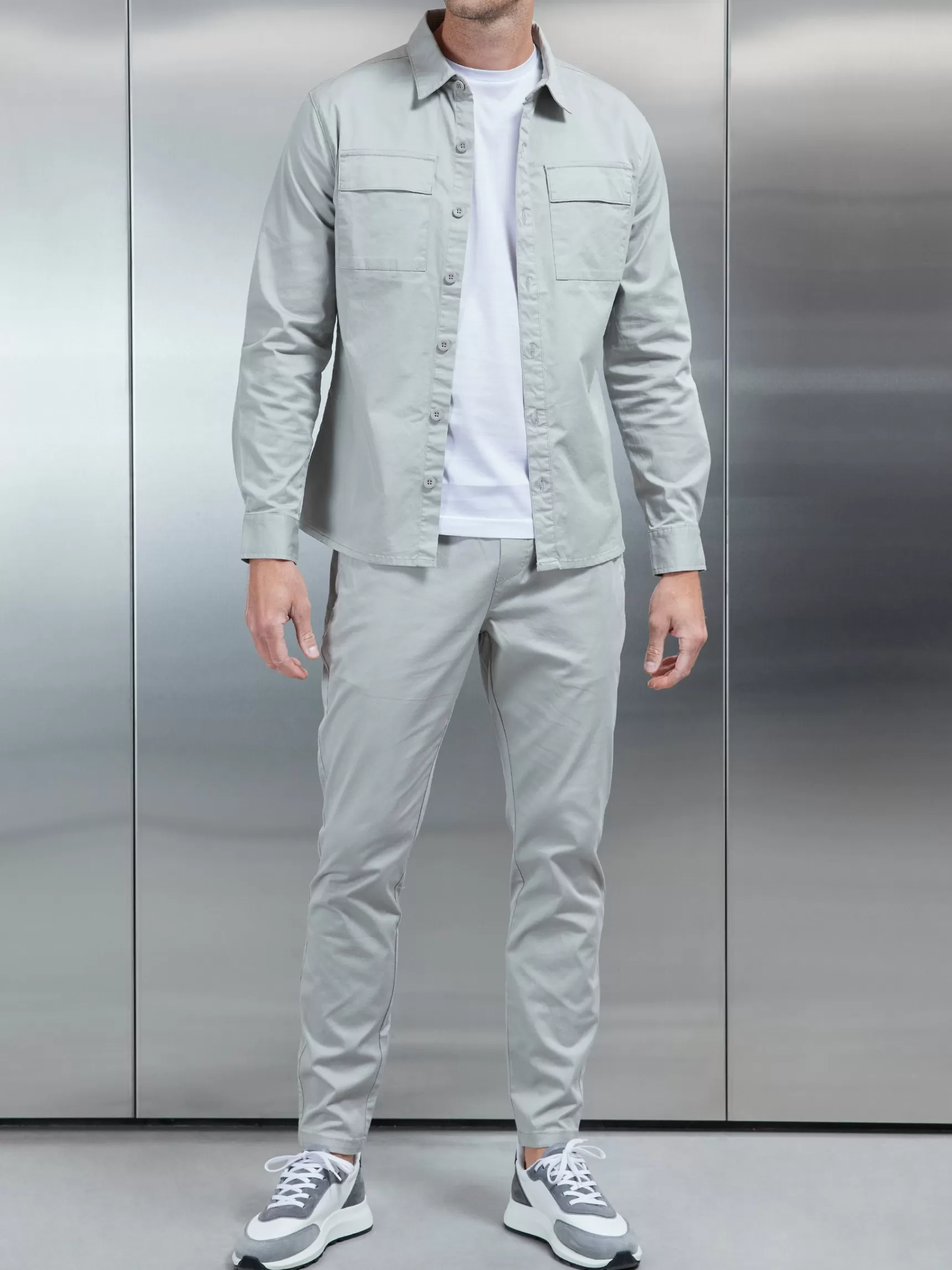 Discount ARNE Cotton Cargo Overshirt - Stone