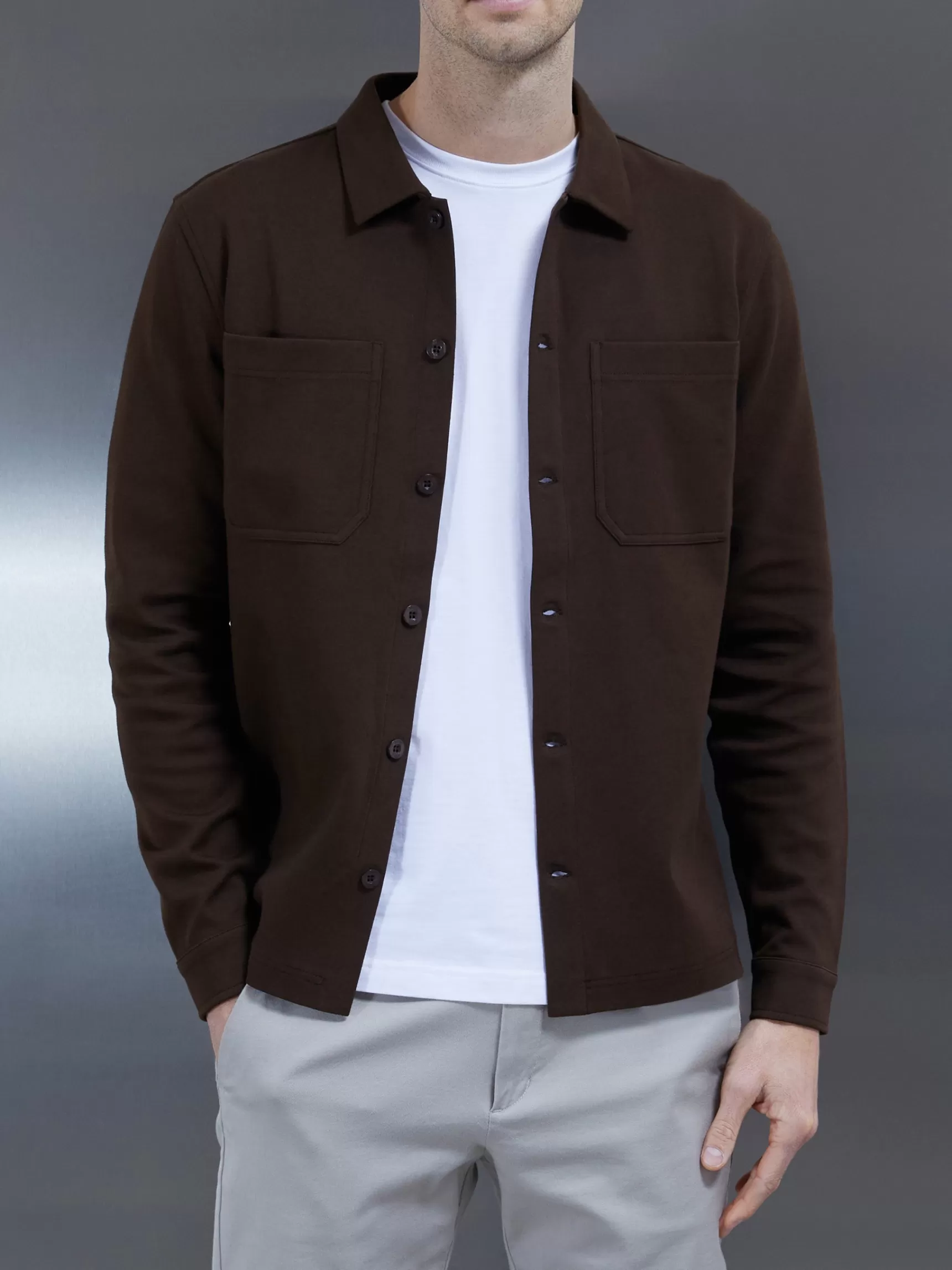 Online ARNE Cotton Jersey Overshirt - Brown