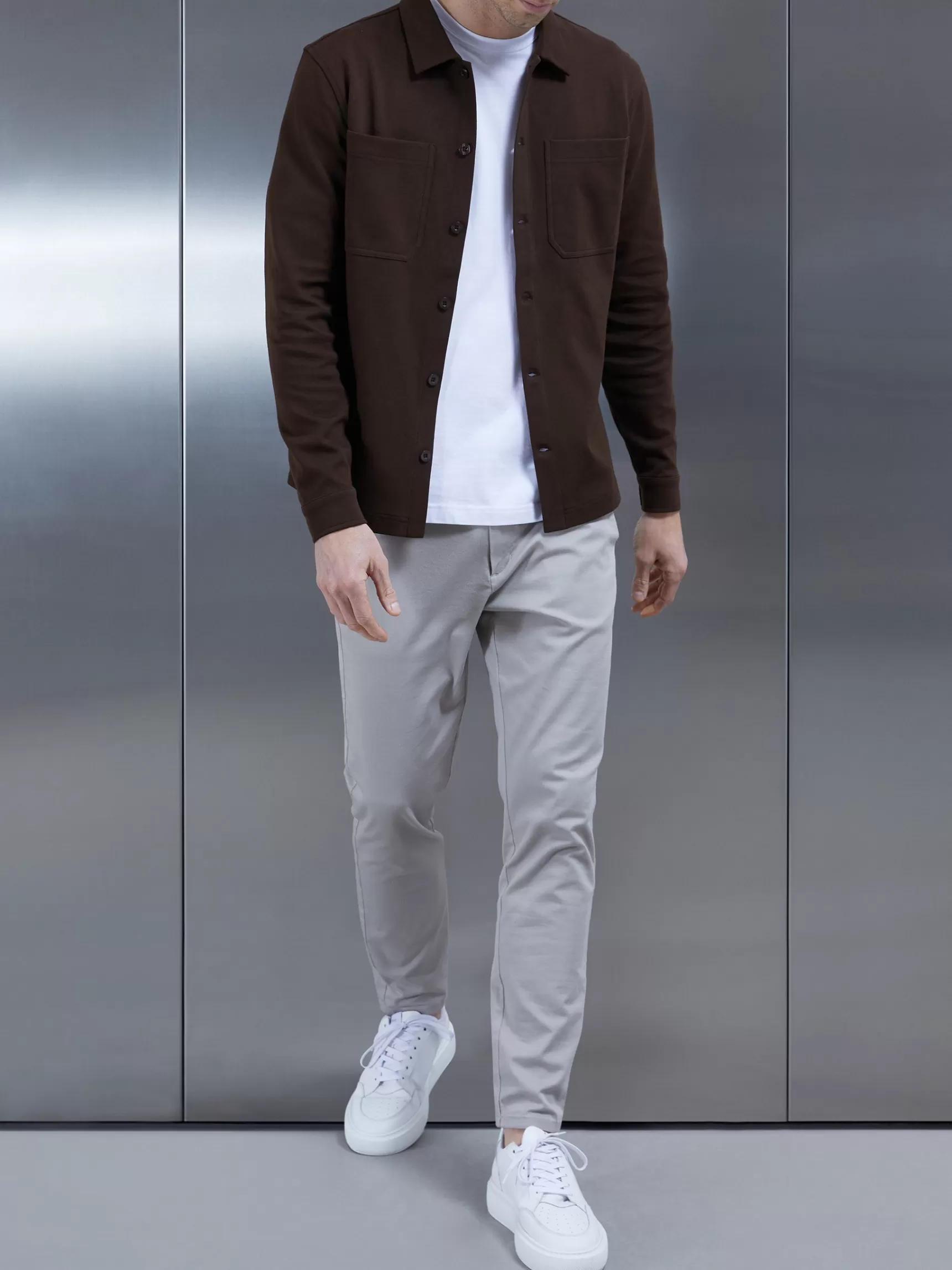 Online ARNE Cotton Jersey Overshirt - Brown