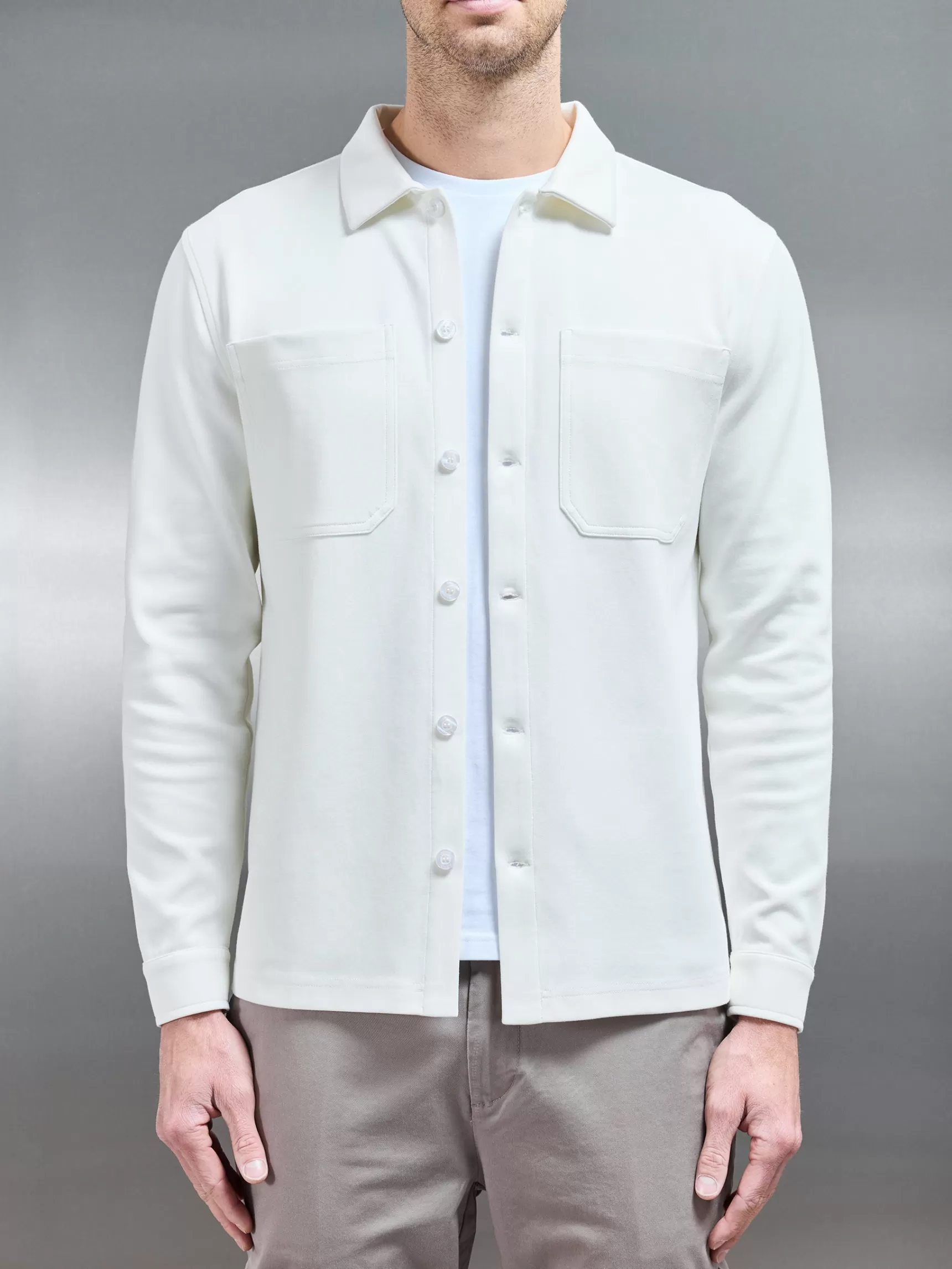New ARNE Cotton Jersey Overshirt - Off White OffWhite