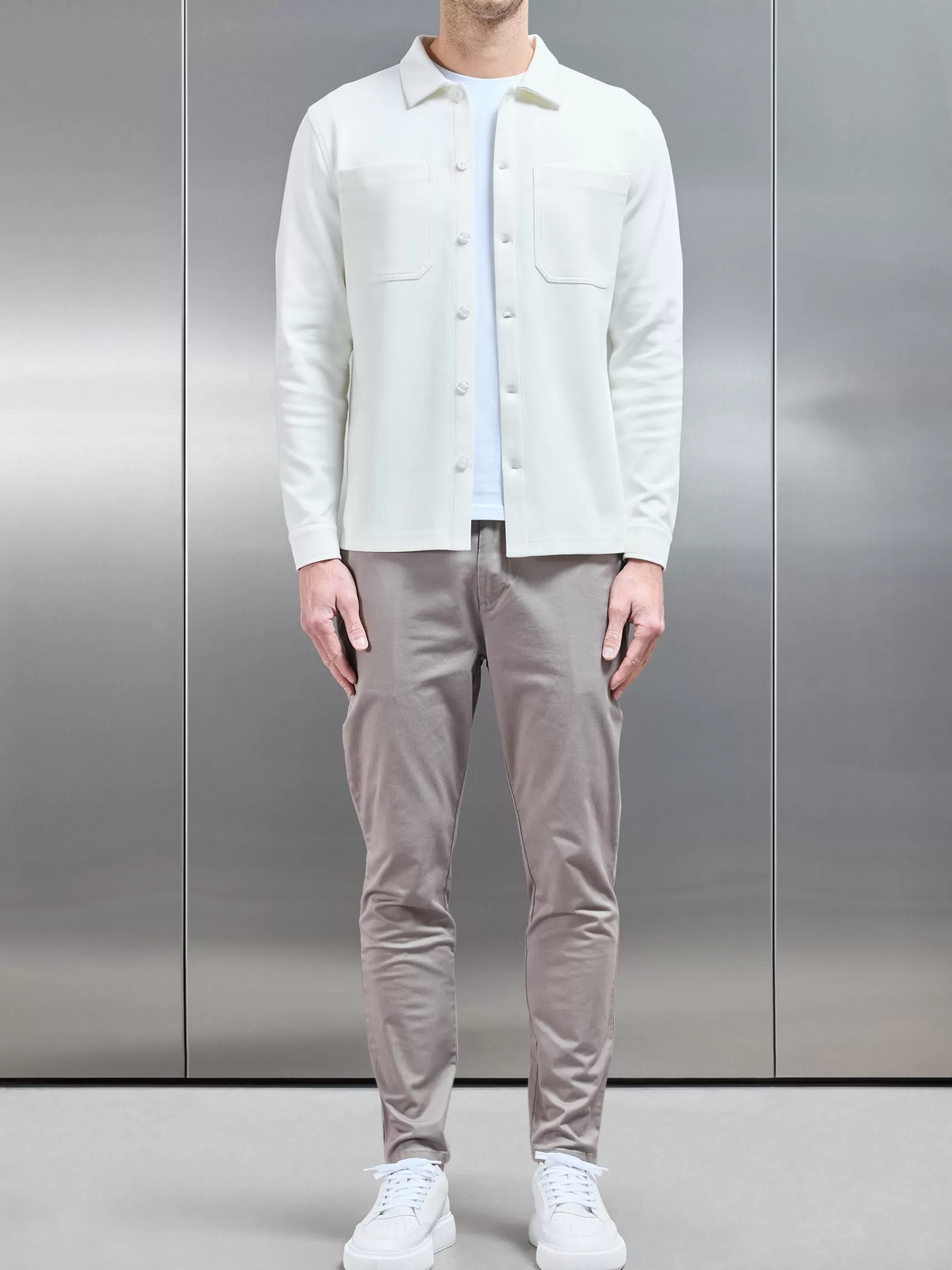 New ARNE Cotton Jersey Overshirt - Off White OffWhite