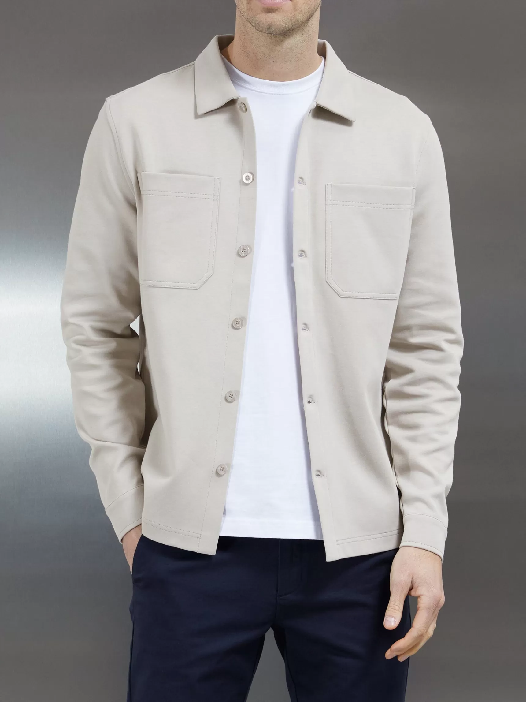 Cheap ARNE Cotton Jersey Overshirt - Stone