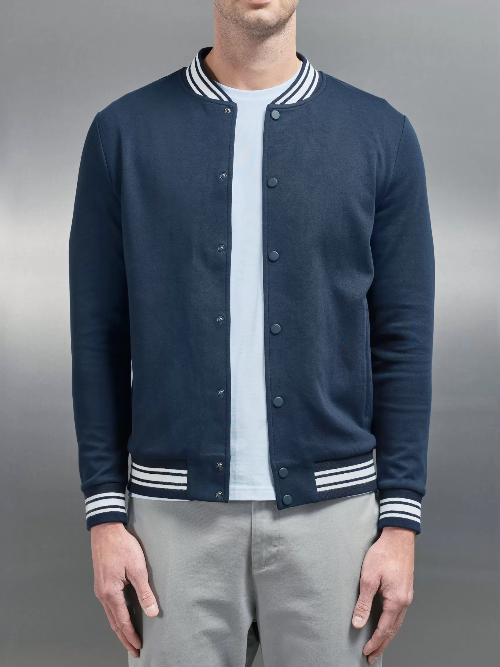 Hot ARNE Cotton Jersey Varsity Jacket - Navy