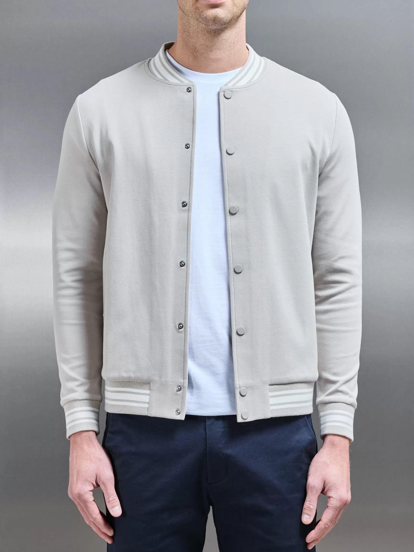 Online ARNE Cotton Jersey Varsity Jacket - Stone