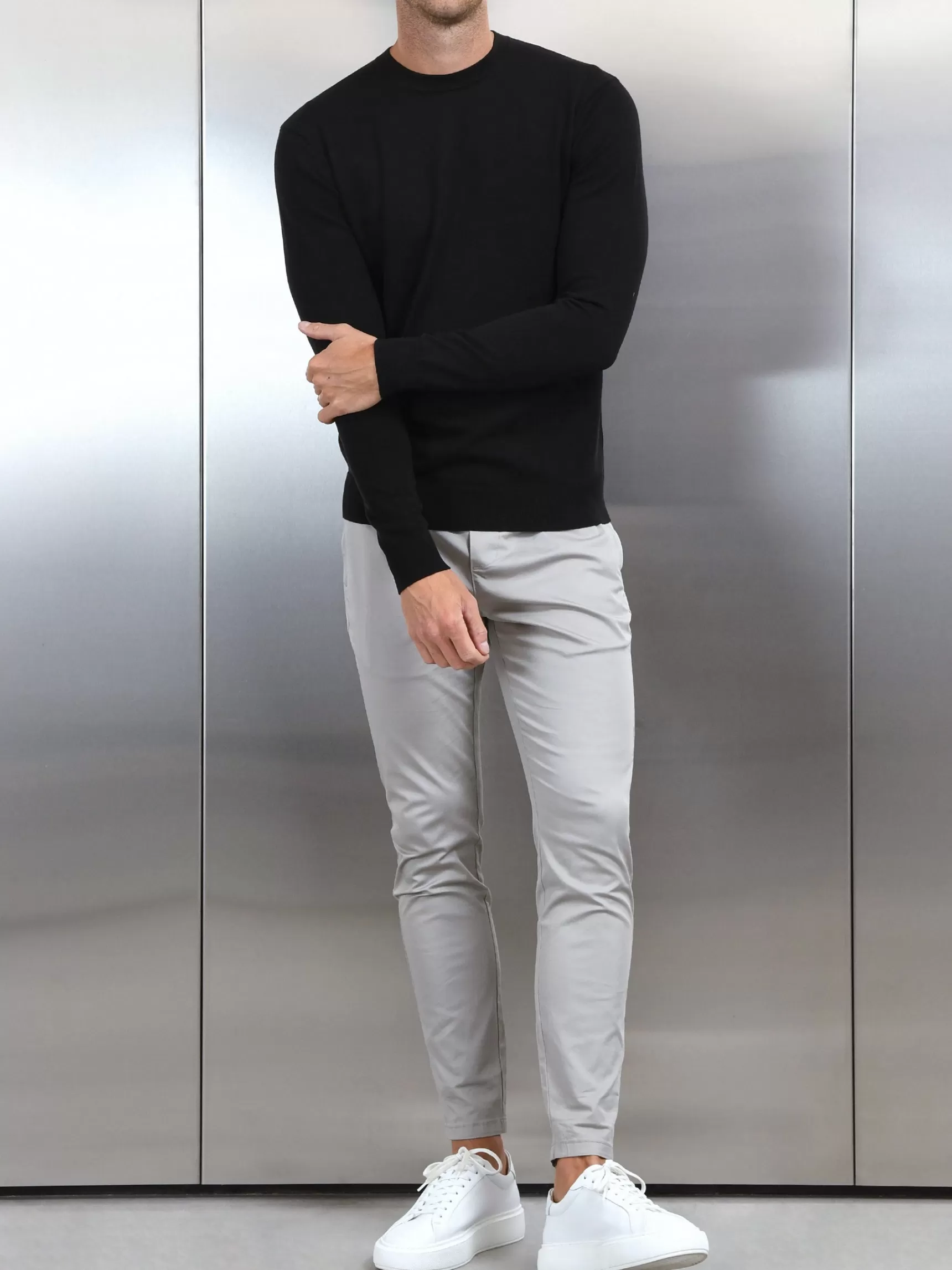 Cheap ARNE Cotton Knitted Crew Neck Sweatshirt - Black