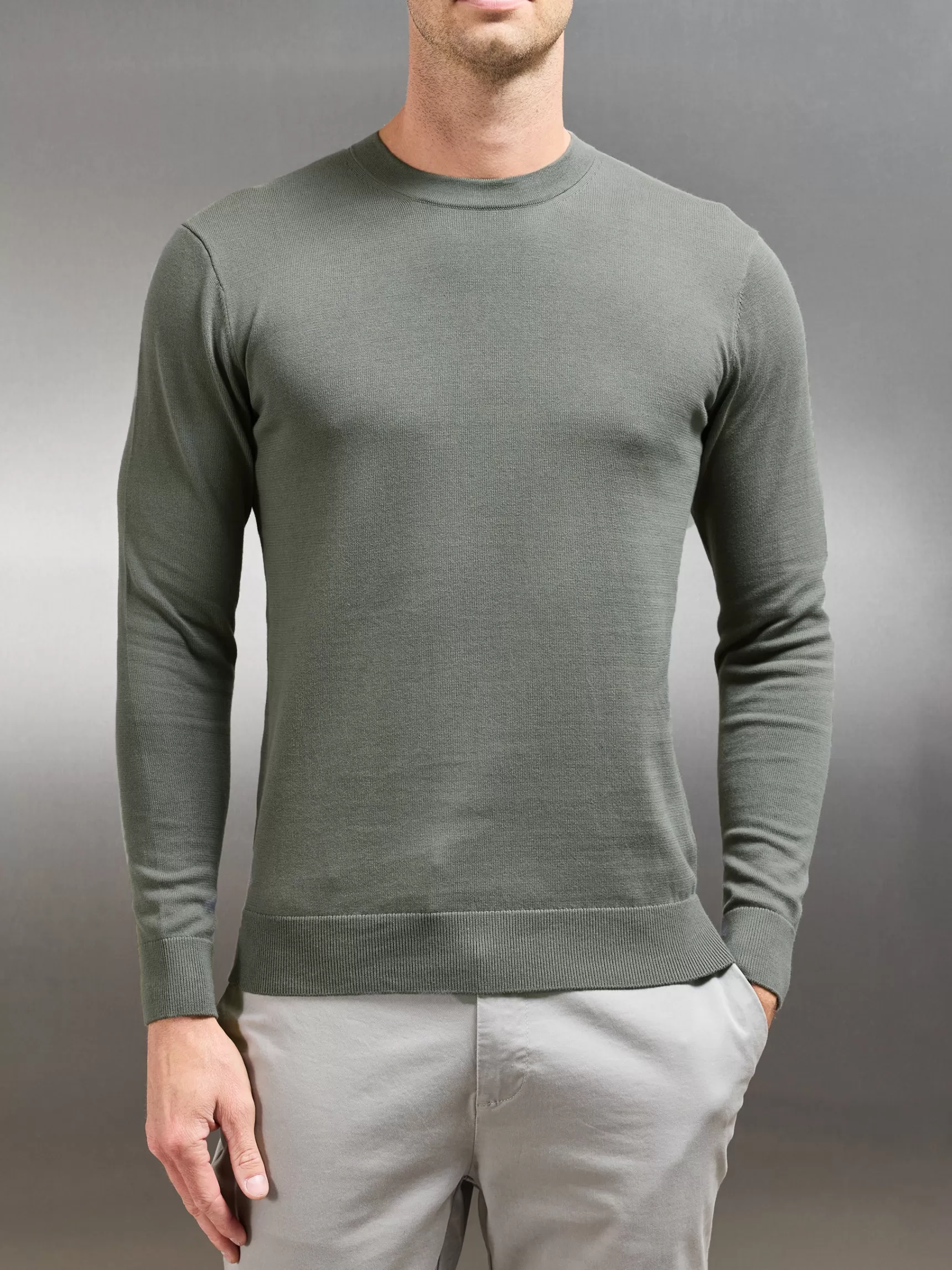 Cheap ARNE Cotton Knitted Crew Neck Sweatshirt - Sage