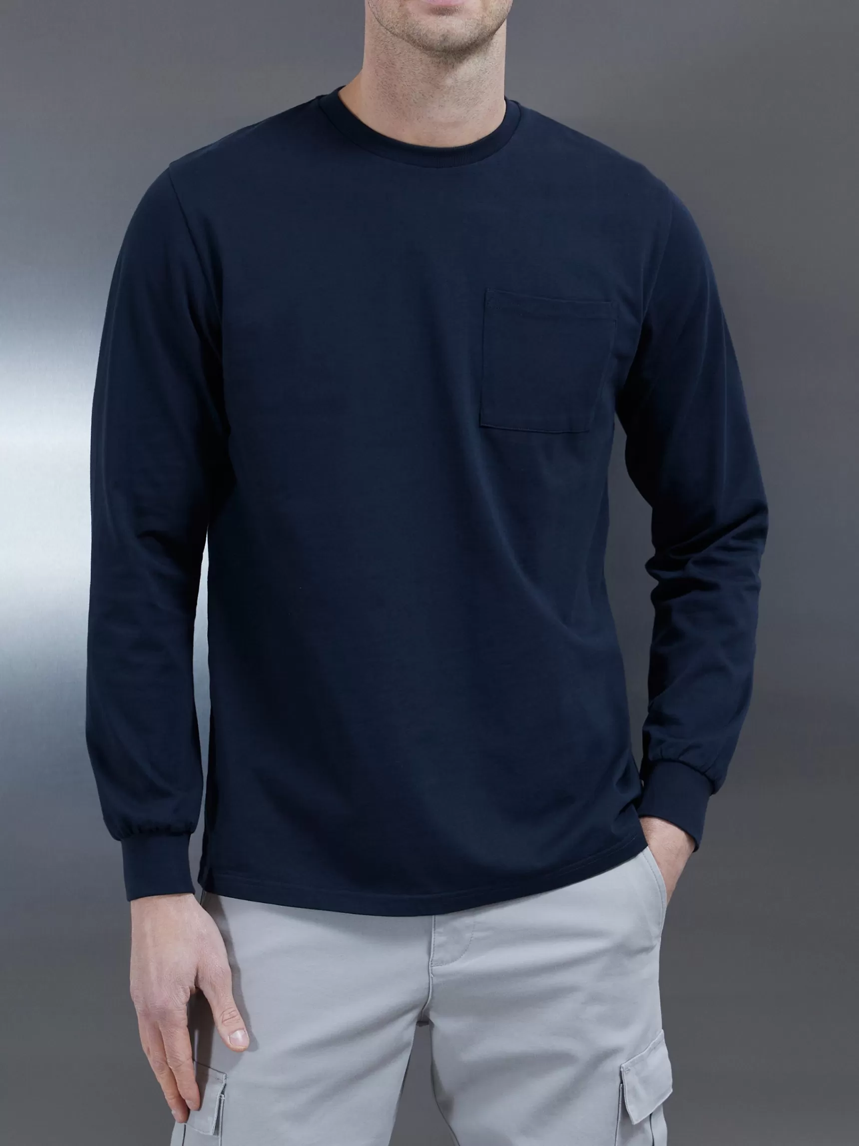 Online ARNE Cotton Pocket Long Sleeve T-Shirt - Navy