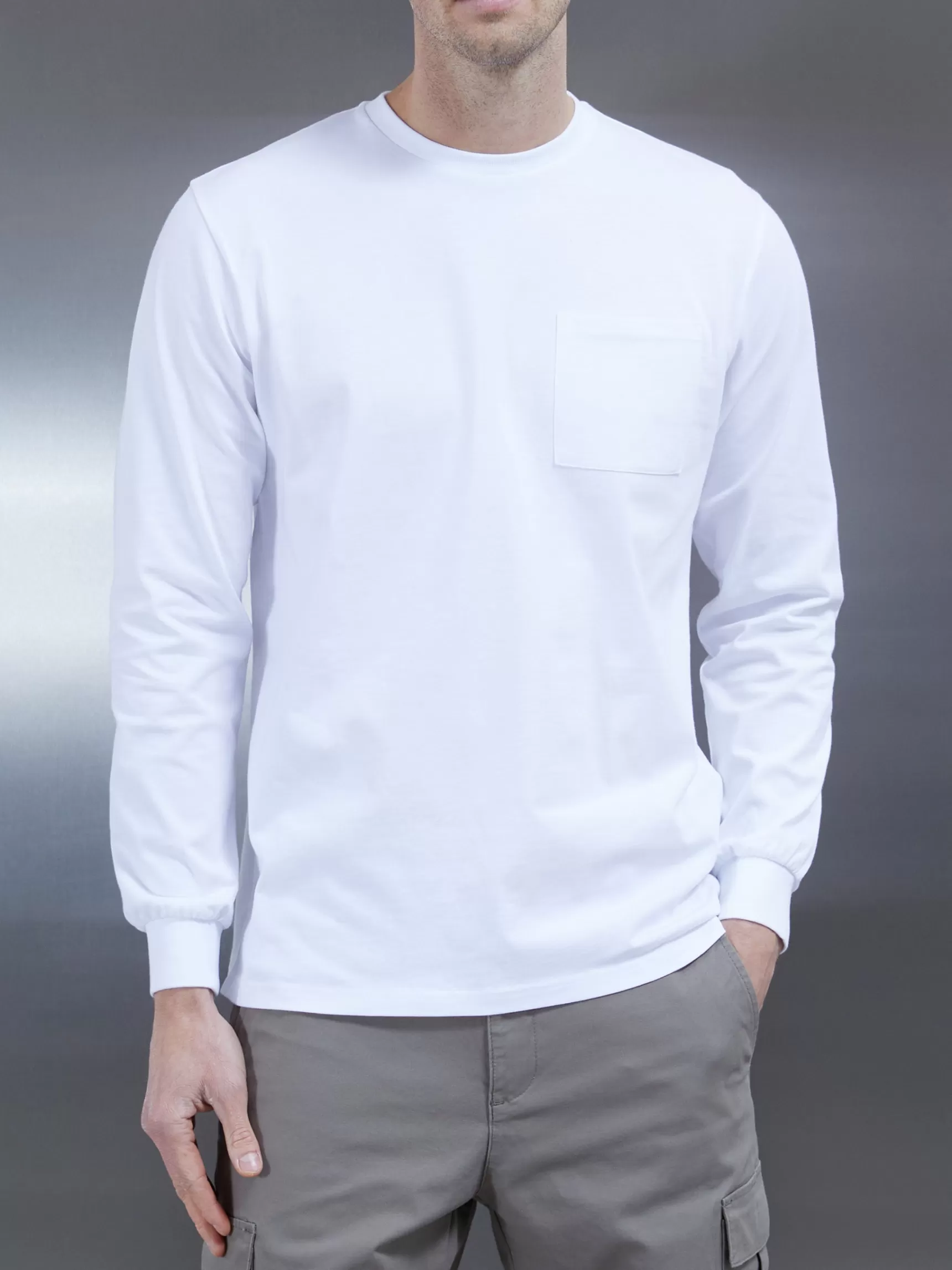 Sale ARNE Cotton Pocket Long Sleeve T-Shirt - White
