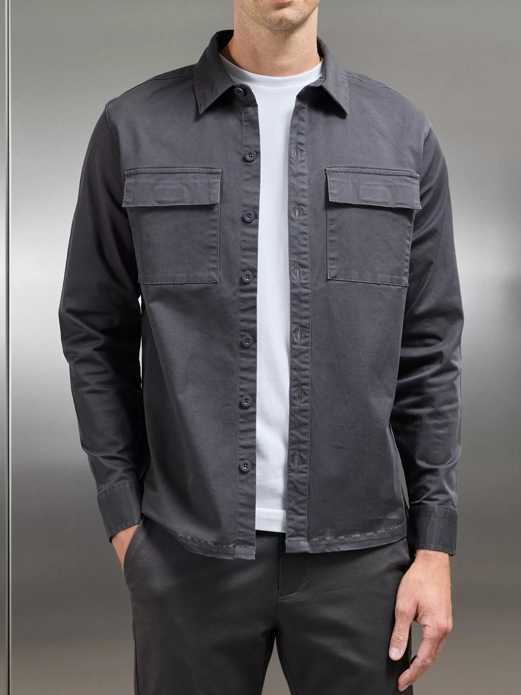 Flash Sale ARNE Cotton Pocket Overshirt - Grey