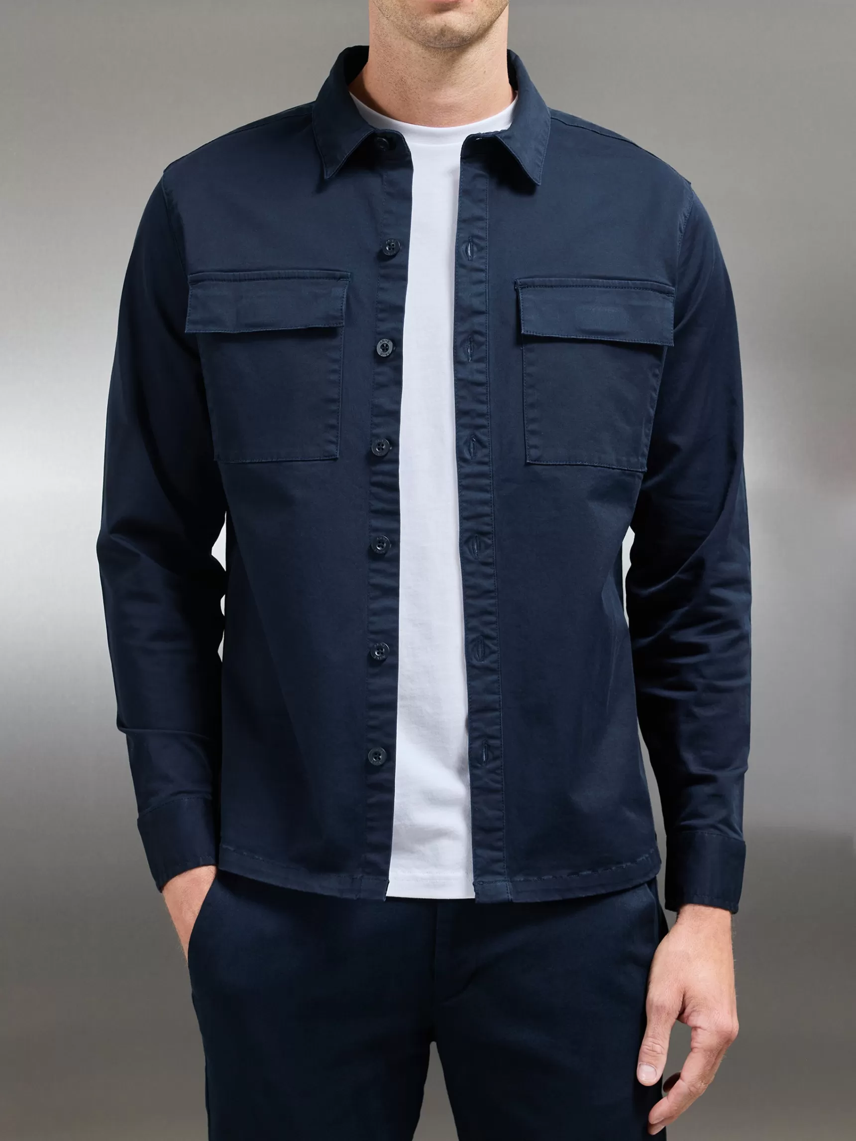 Cheap ARNE Cotton Pocket Overshirt - Navy