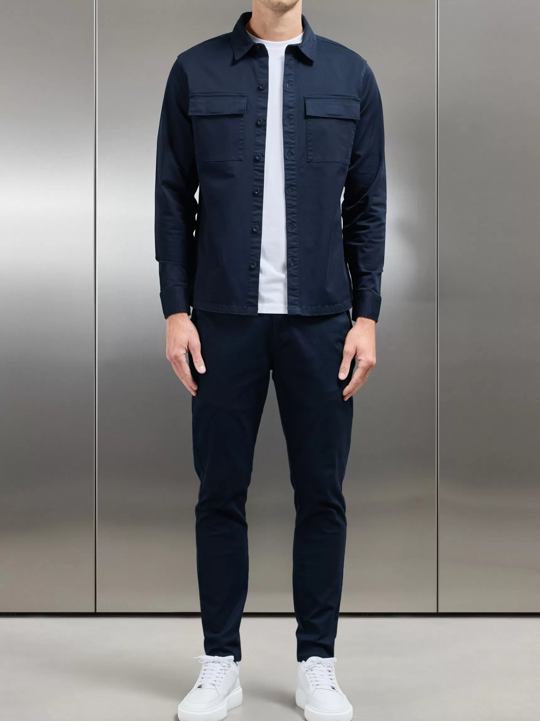Cheap ARNE Cotton Pocket Overshirt - Navy