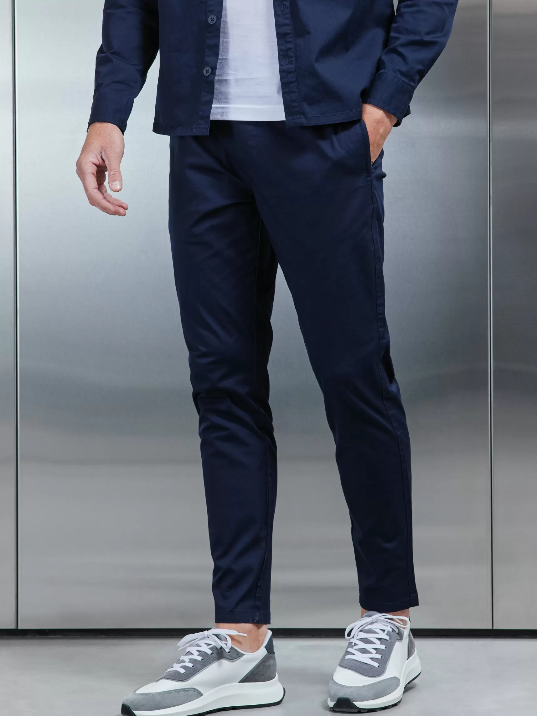 Discount ARNE Cotton Tailored Trouser - Navy
