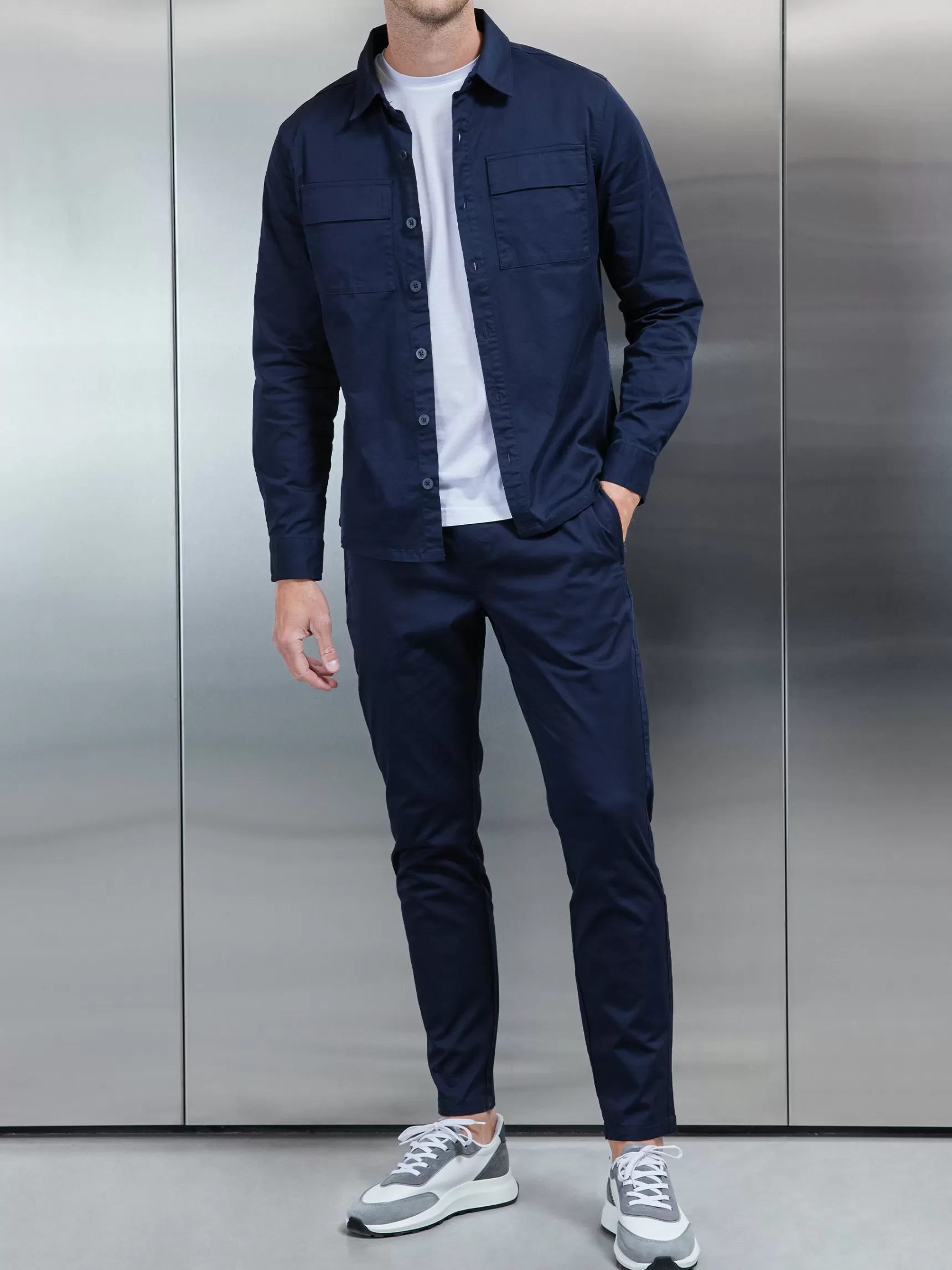 Discount ARNE Cotton Tailored Trouser - Navy