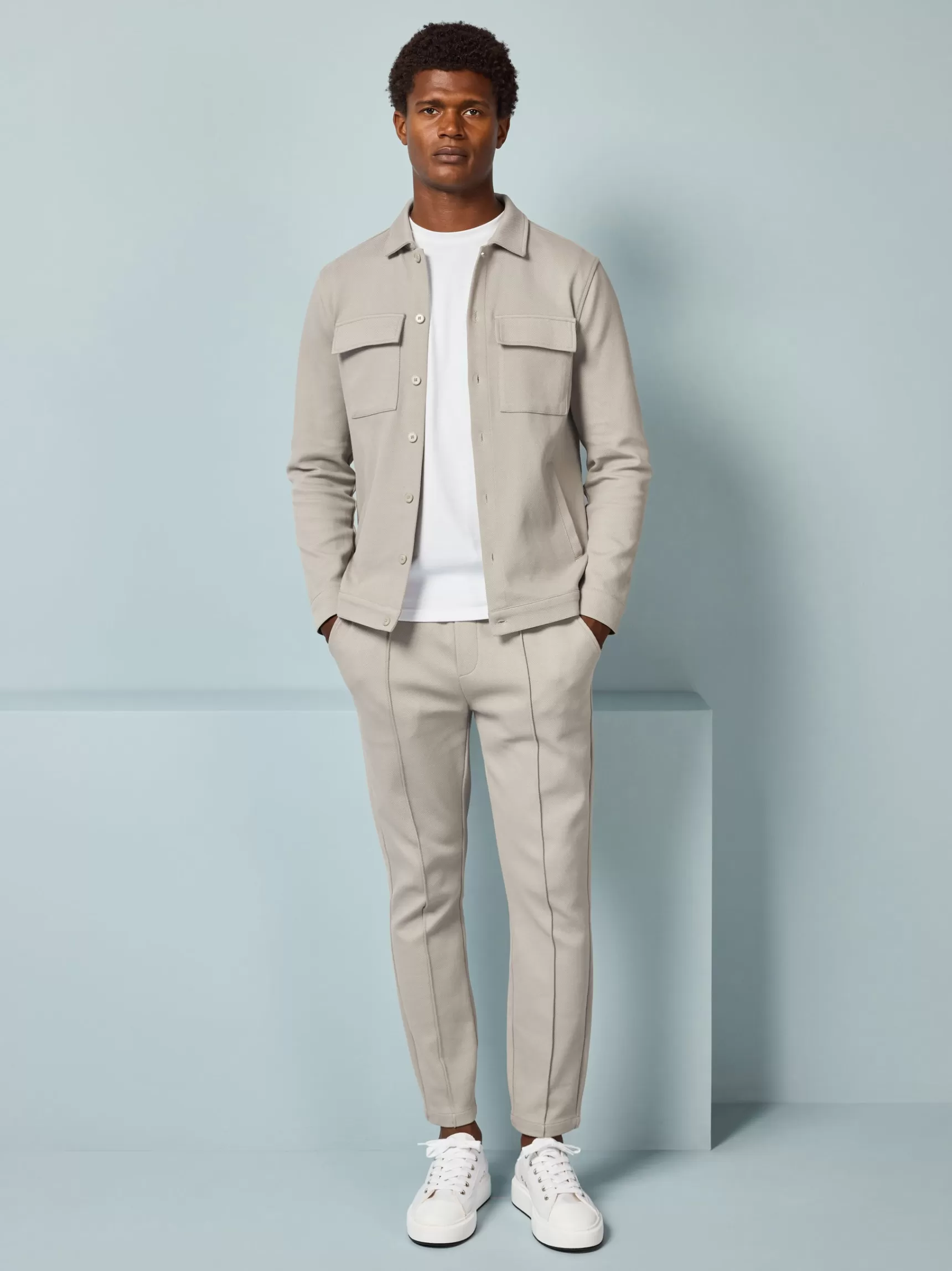 Shop ARNE Cotton Twill Overshirt - Stone