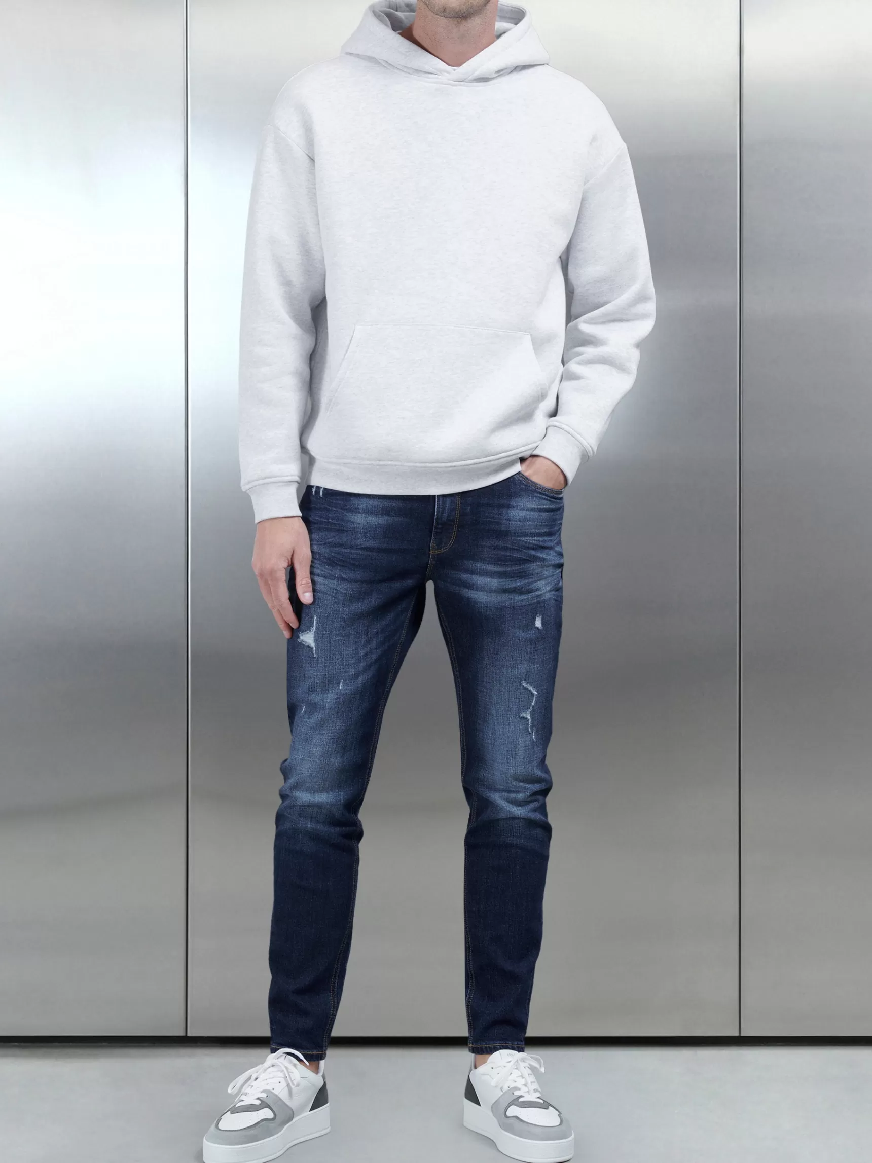 Cheap ARNE Distressed Denim Jeans - Dark Blue DarkBlue
