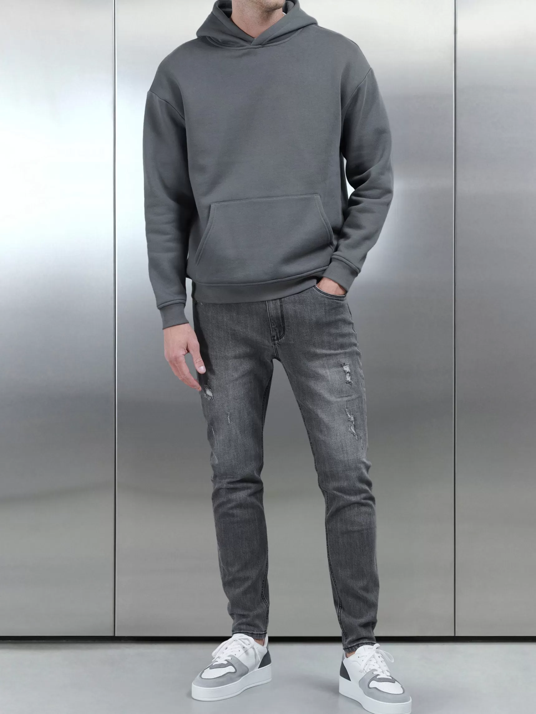 Fashion ARNE Distressed Denim Jeans - Grey Wash GreyWash