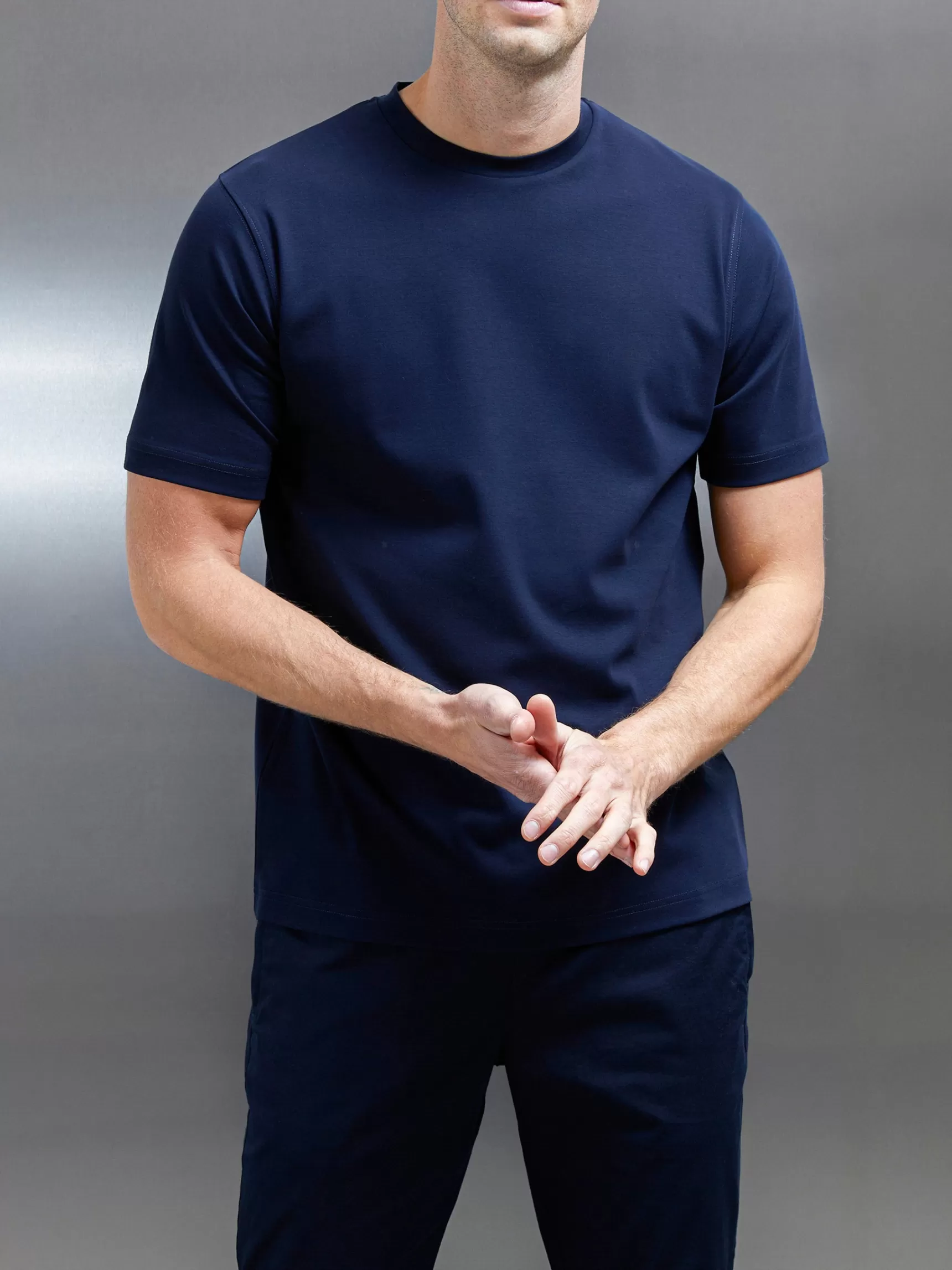 Sale ARNE Essential Interlock T-Shirt - Navy