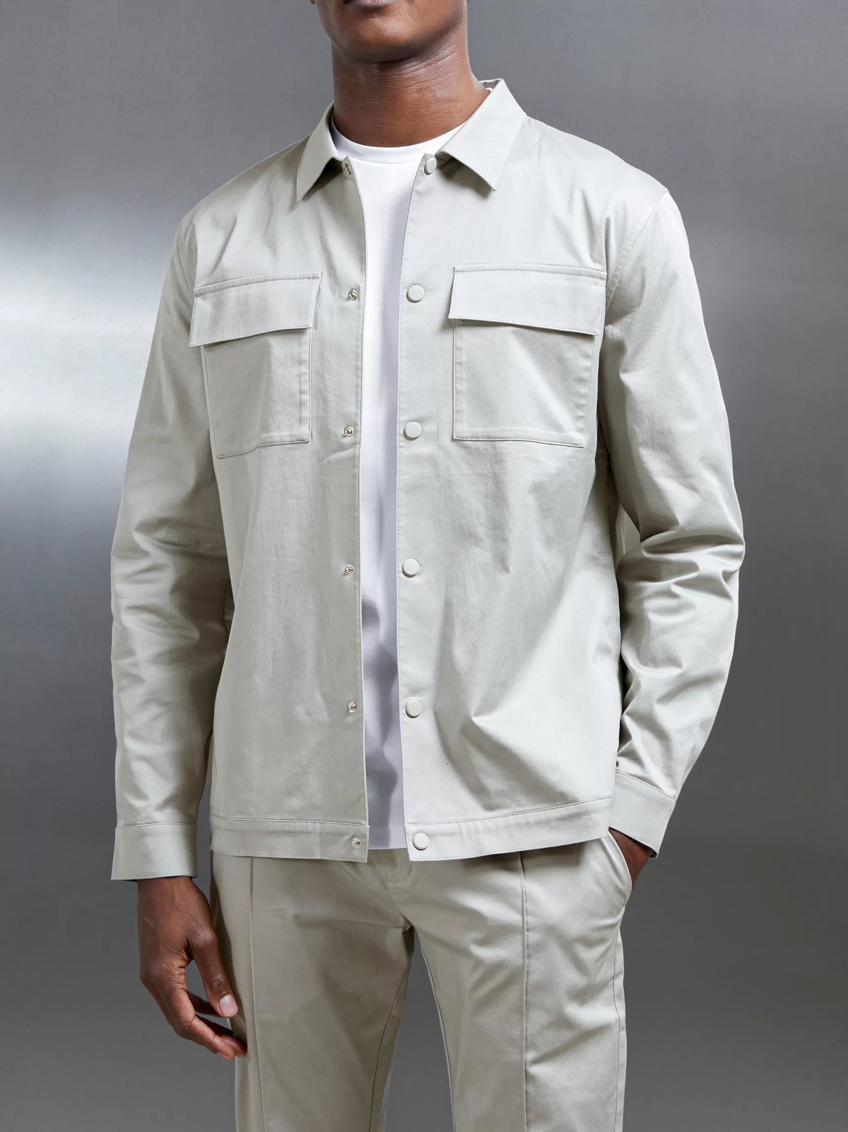 Store ARNE Essential Overshirt - Stone