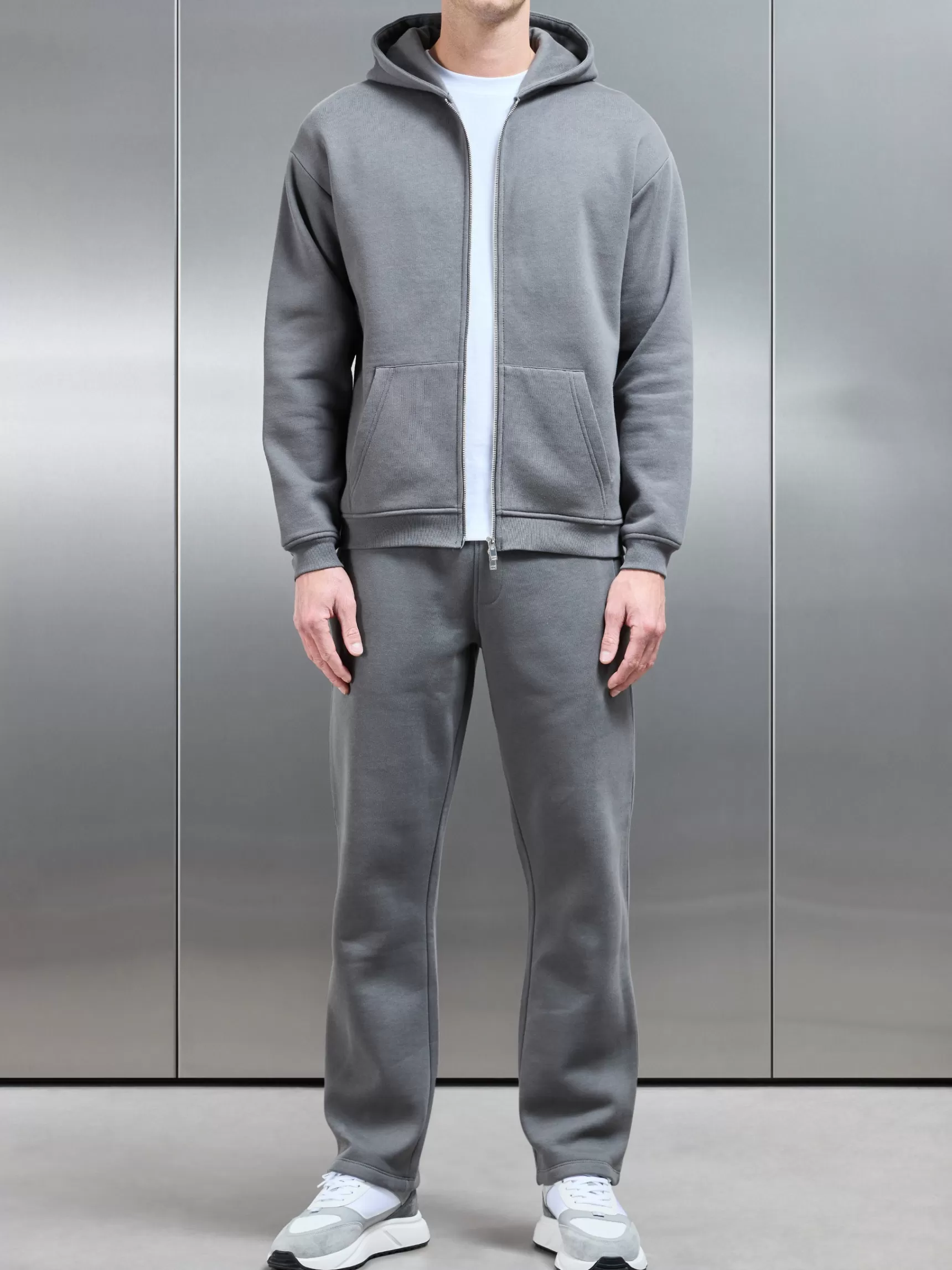 Best Sale ARNE Essential Relaxed Fit Zip Through Hoodie - Grey