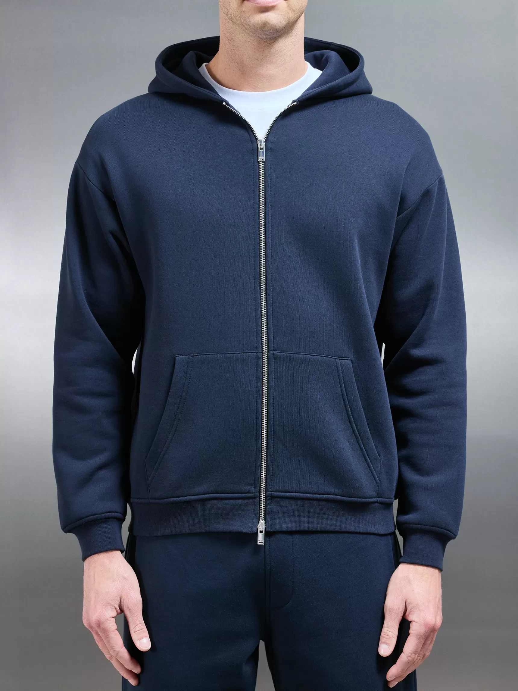 Online ARNE Essential Relaxed Fit Zip Through Hoodie - Navy