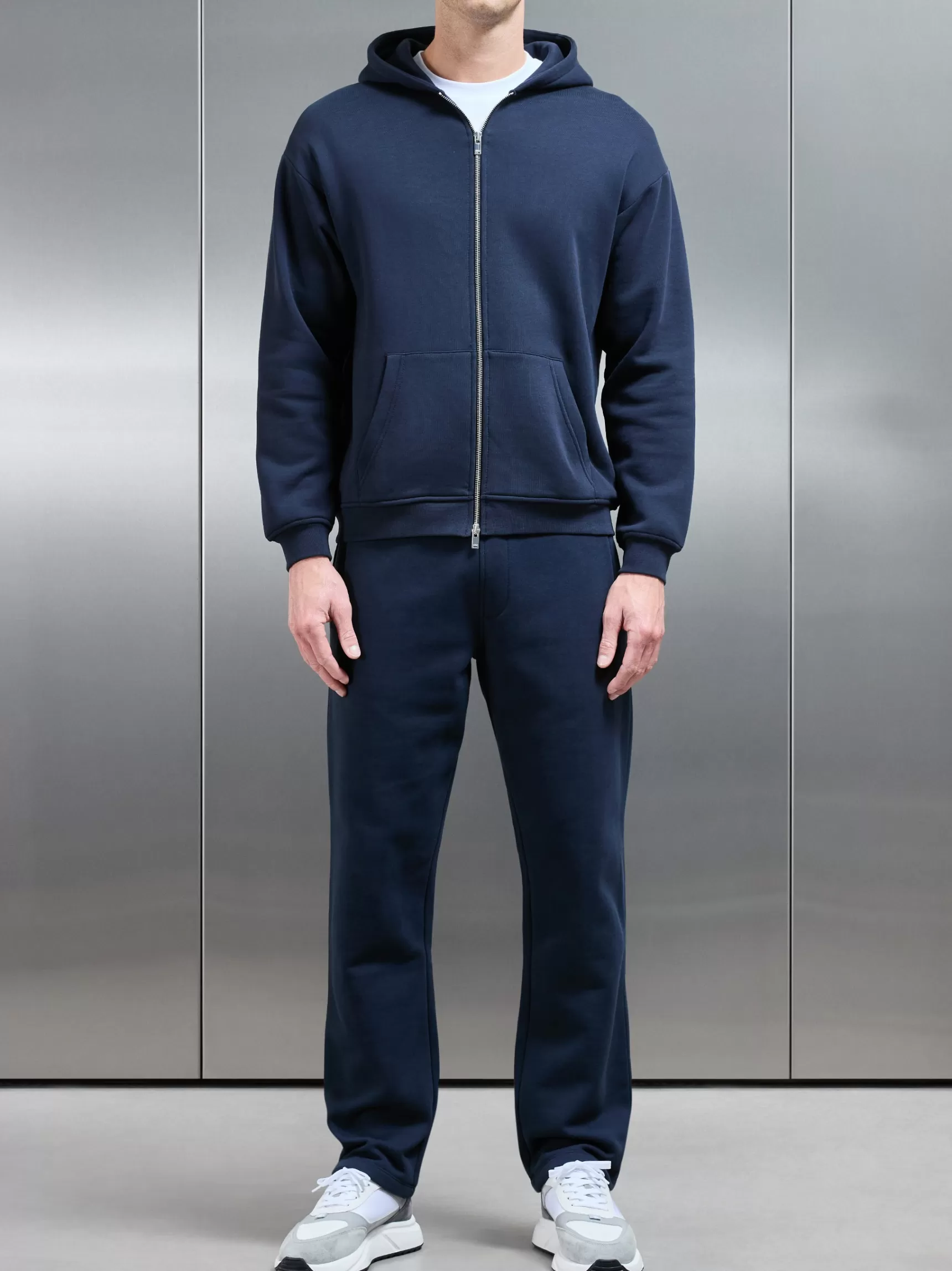 Online ARNE Essential Relaxed Fit Zip Through Hoodie - Navy