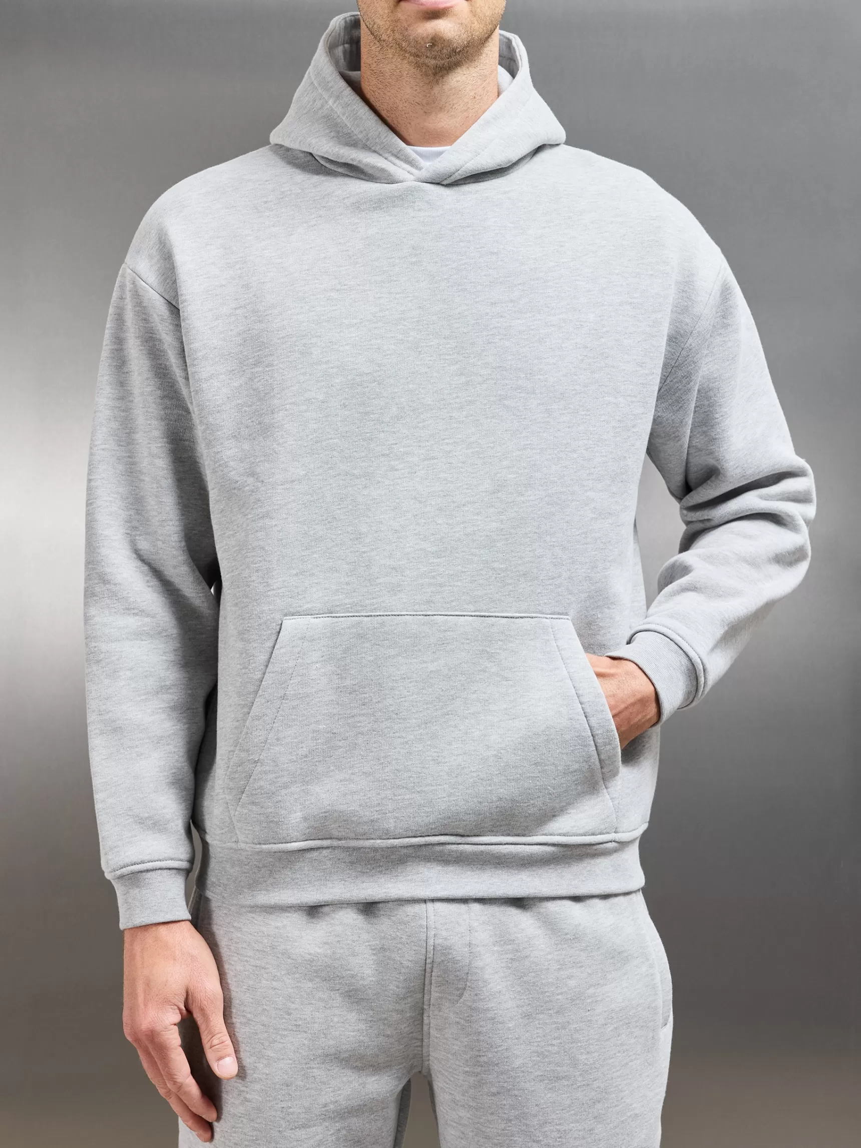 Cheap ARNE Essential Relaxed Hoodie - Marl Grey MarlGrey