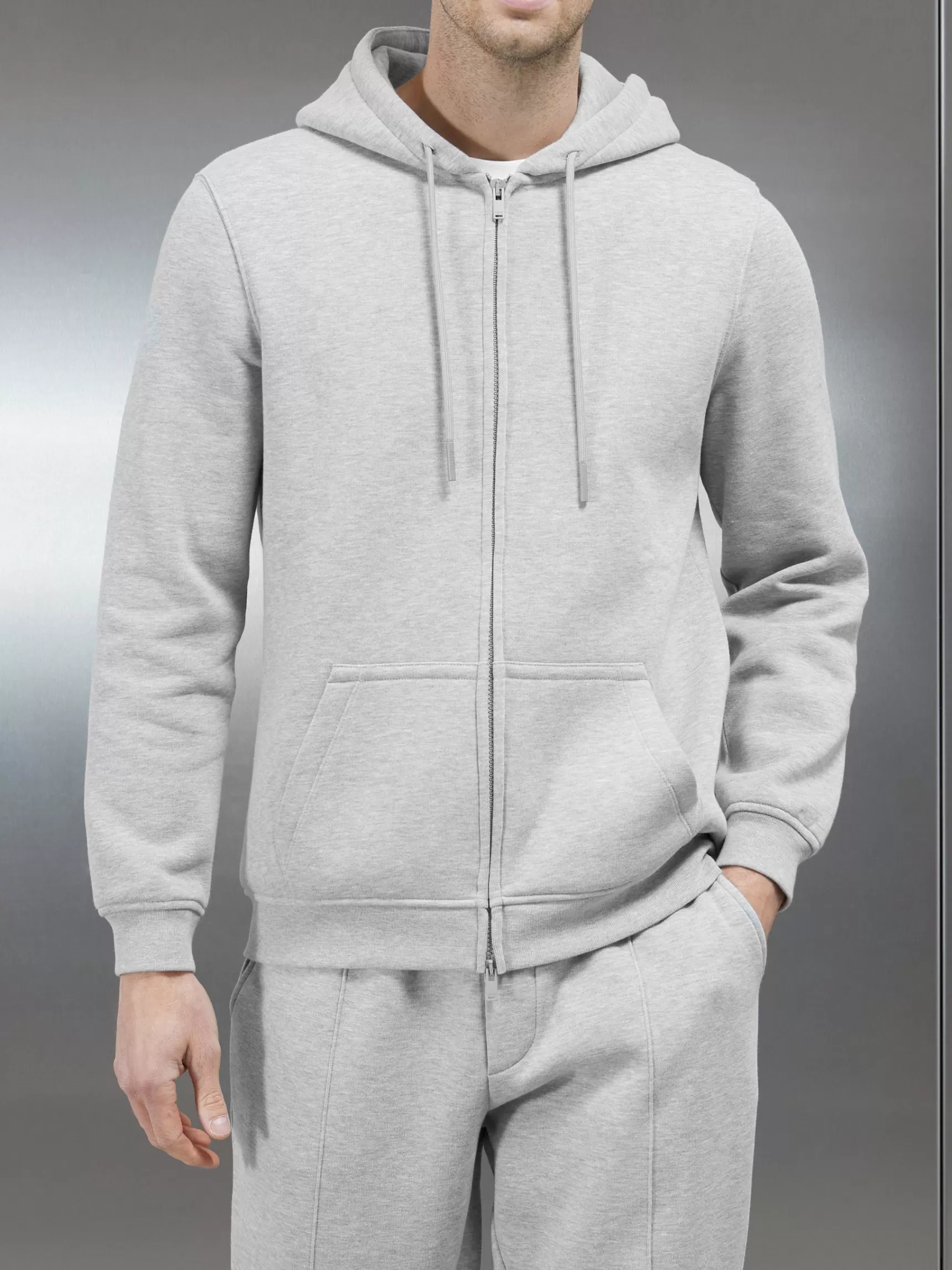 Online ARNE Essential Zip Through Hoodie - Marl Grey MarlGrey