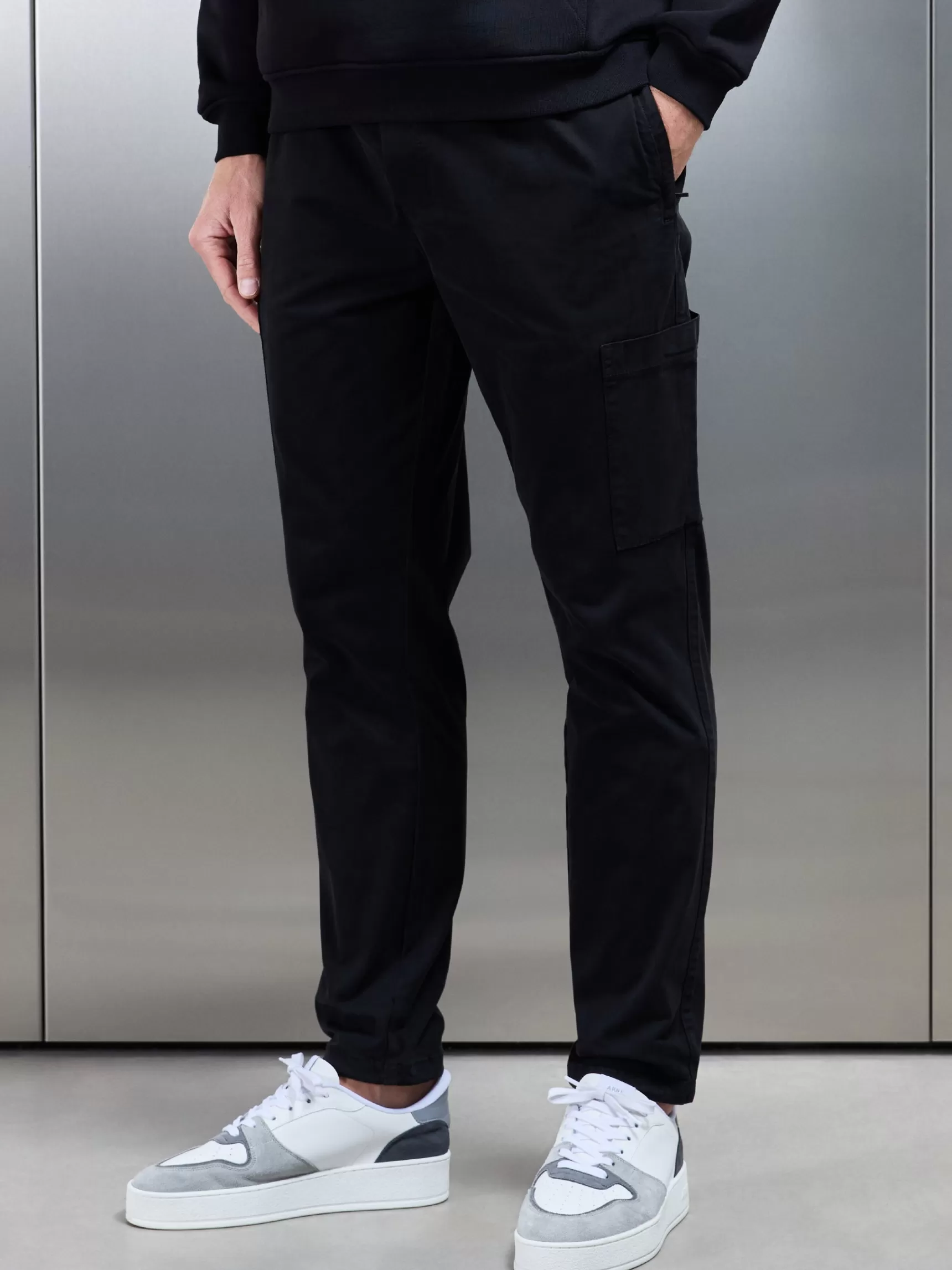 Online ARNE Garment Dye Cotton Cargo Pant - Black
