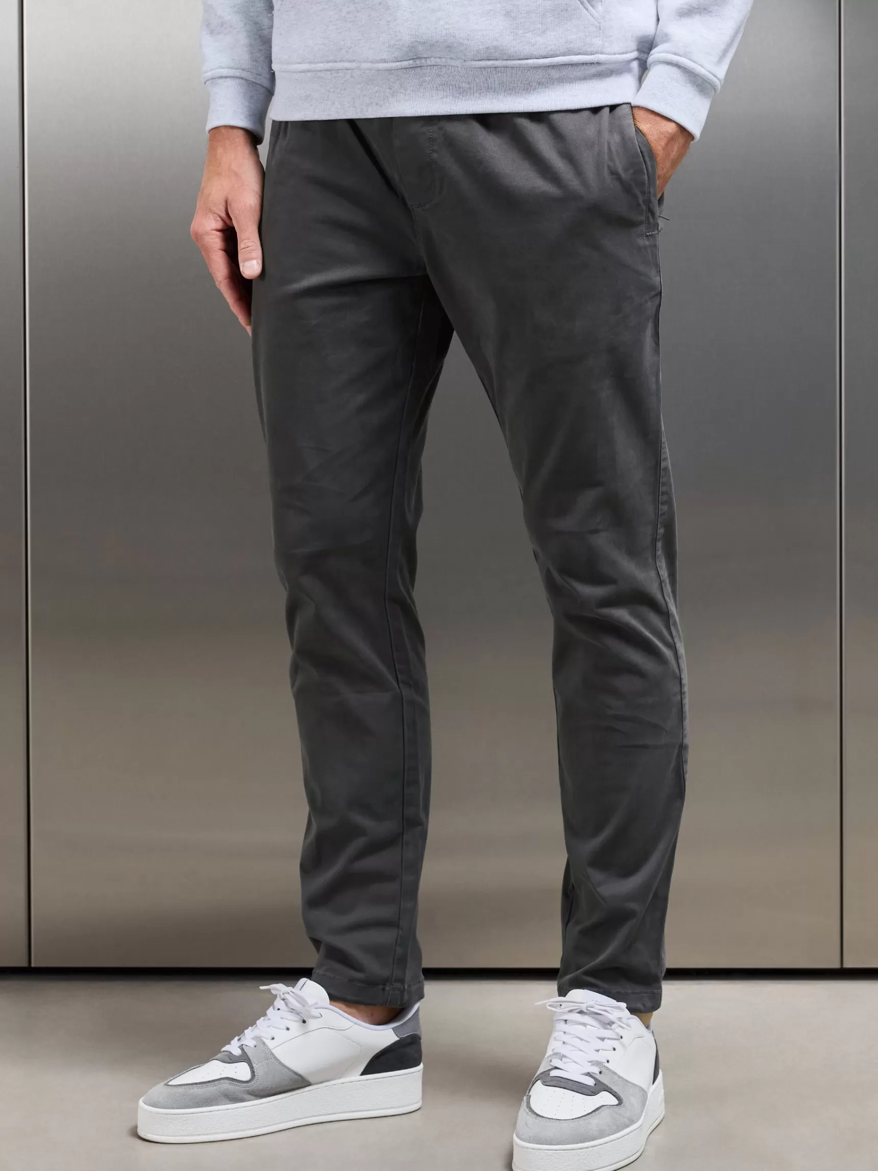 Online ARNE Garment Dye Cotton Trouser - Grey