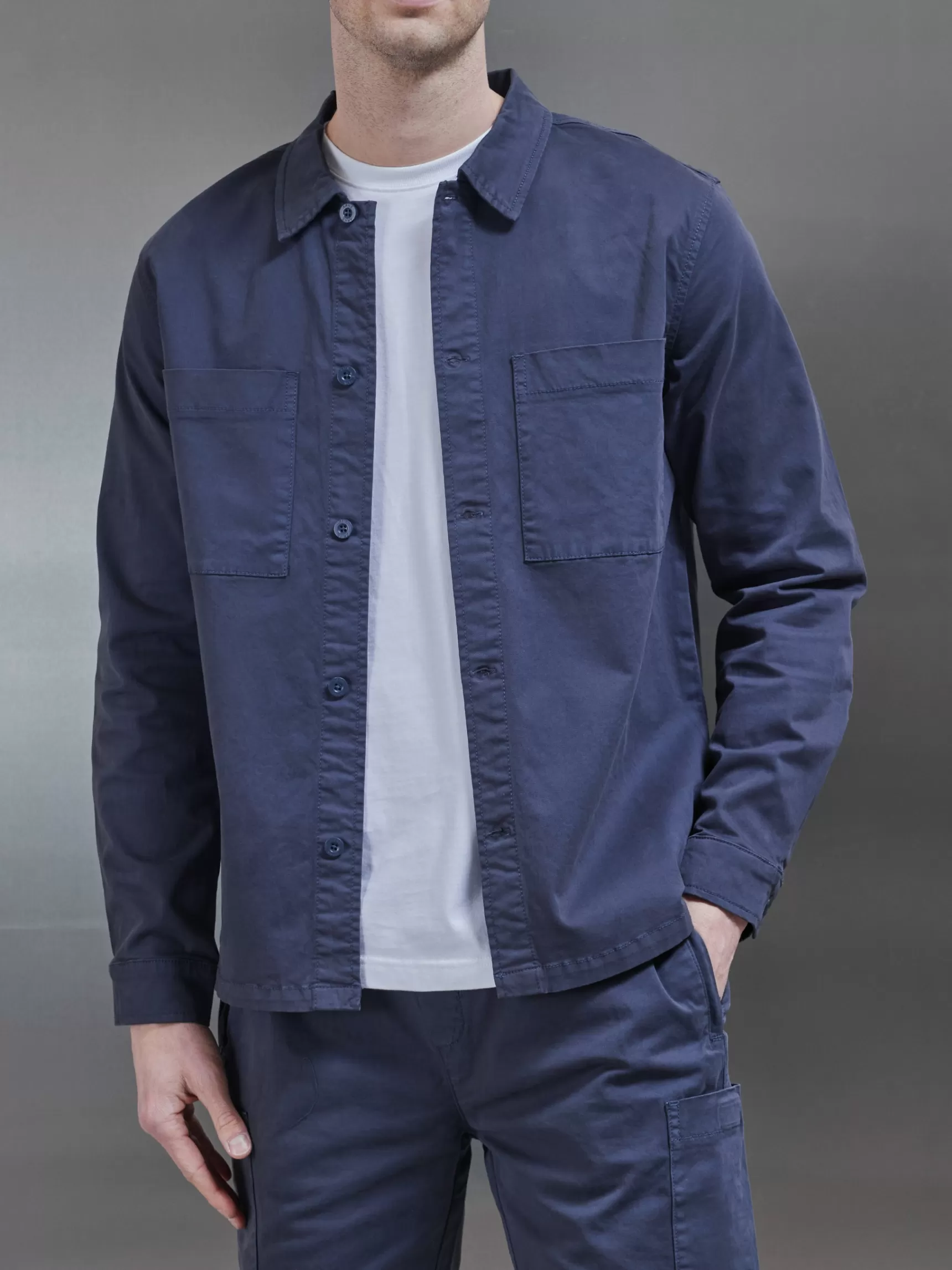Clearance ARNE Garment Dye Overshirt - Navy