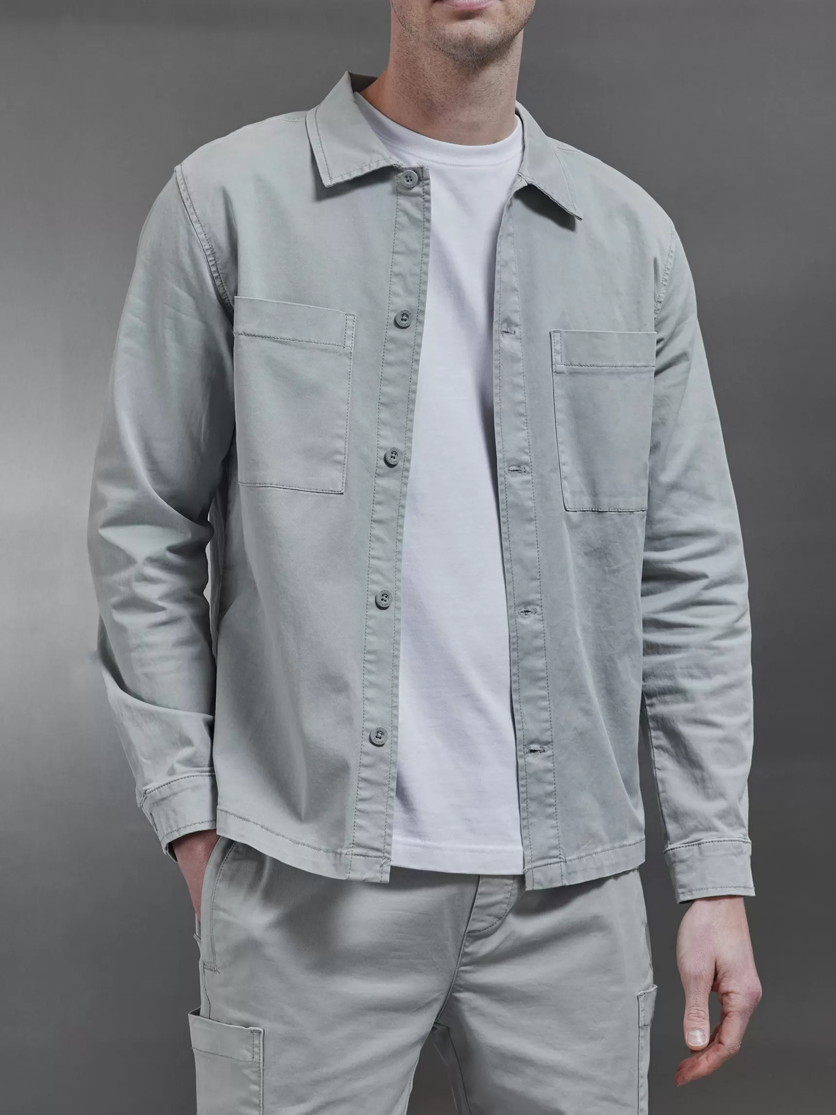 Online ARNE Garment Dye Overshirt - Stone