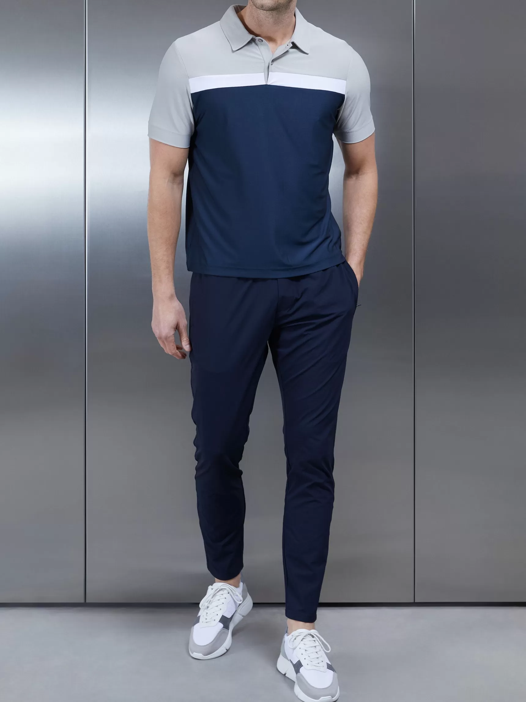 Online ARNE Golf Colour Block Polo Shirt - Navy