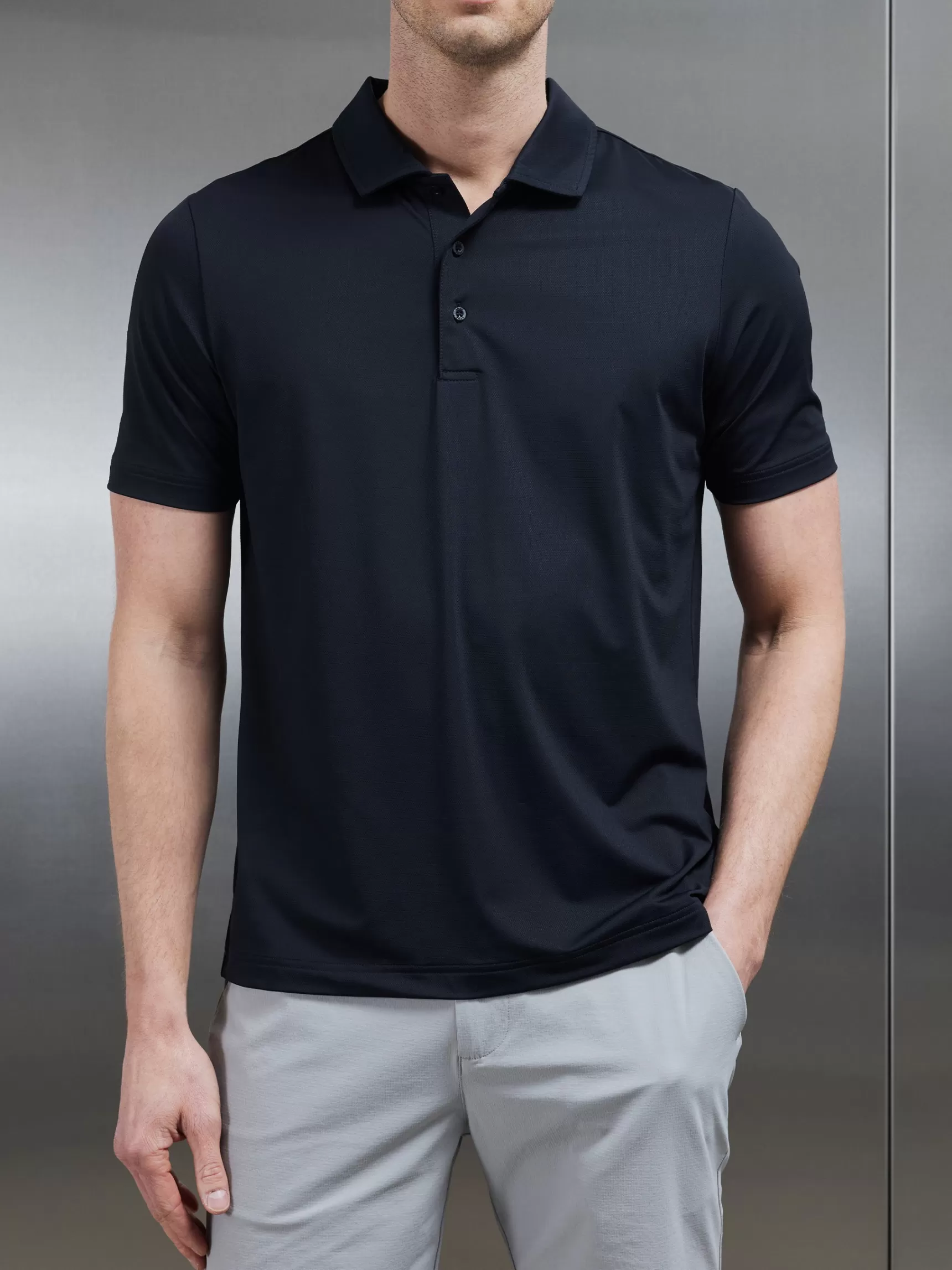 Shop ARNE Golf Technical Polo Shirt - Navy