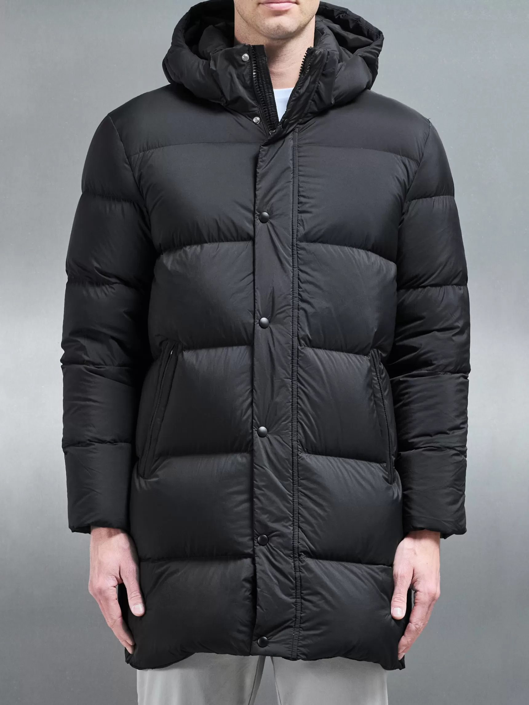 Outlet ARNE Goose Down Mid Length Jacket - Black