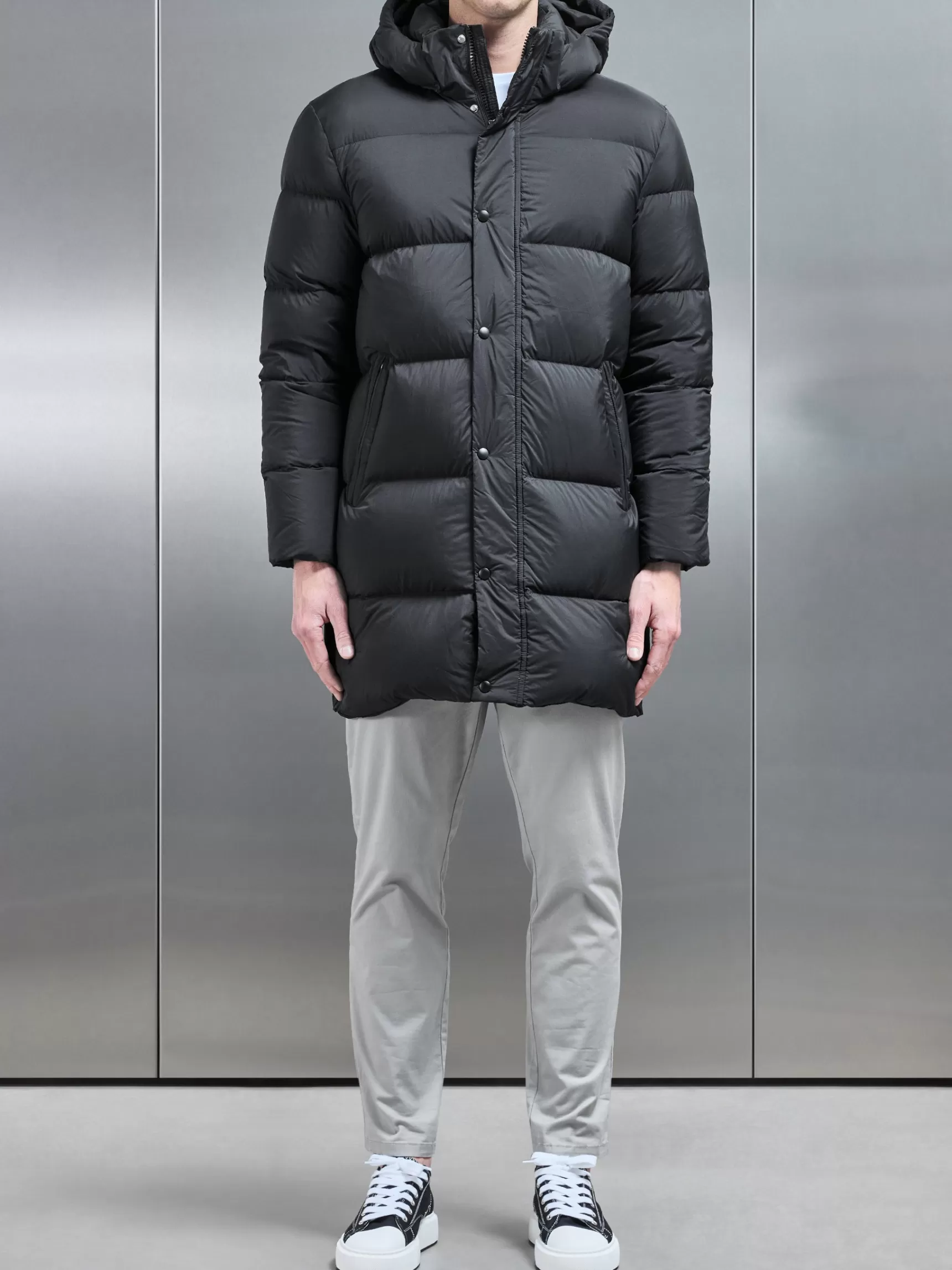 Outlet ARNE Goose Down Mid Length Jacket - Black