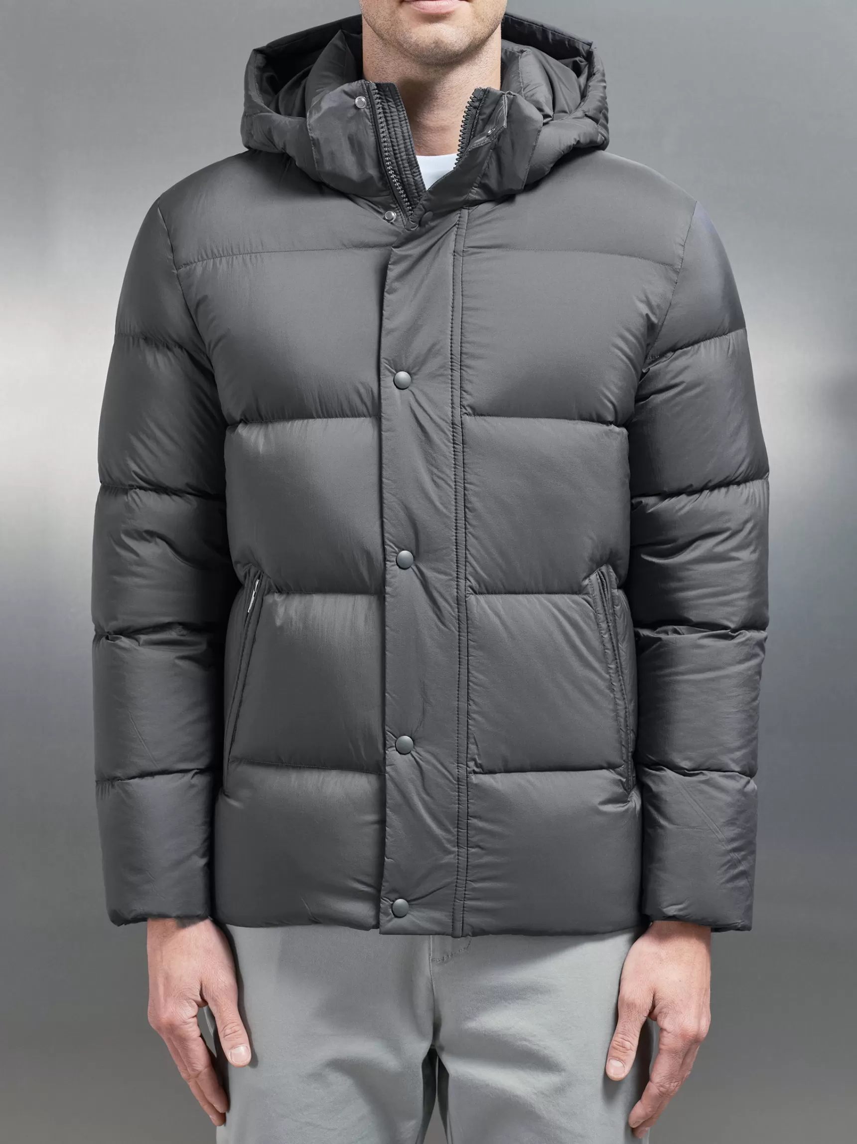 Fashion ARNE Goose Down Short Length Jacket - Grey