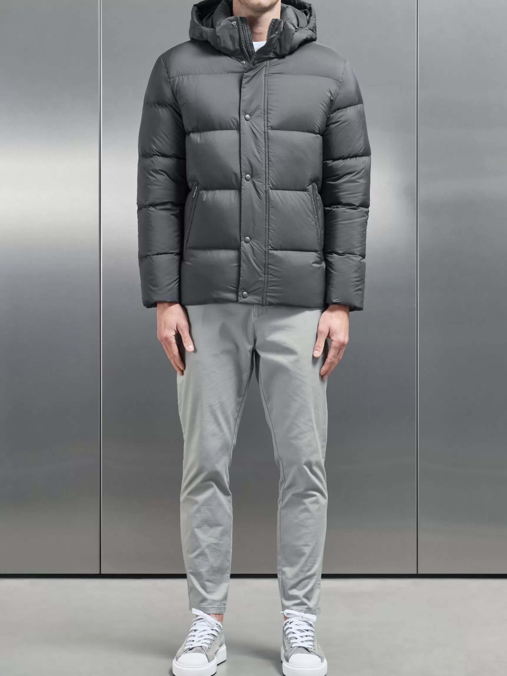 Fashion ARNE Goose Down Short Length Jacket - Grey