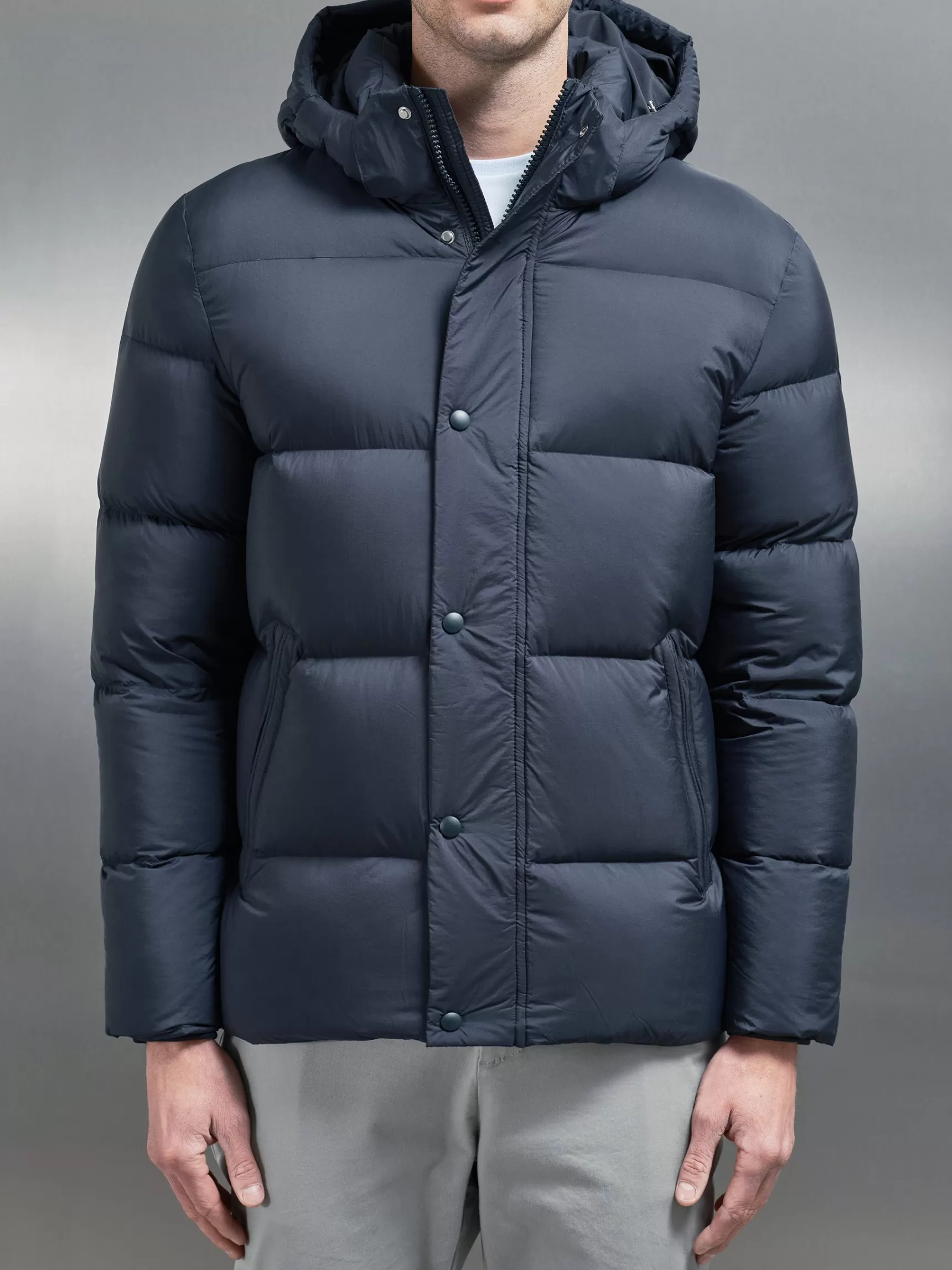 Clearance ARNE Goose Down Short Length Jacket - Navy