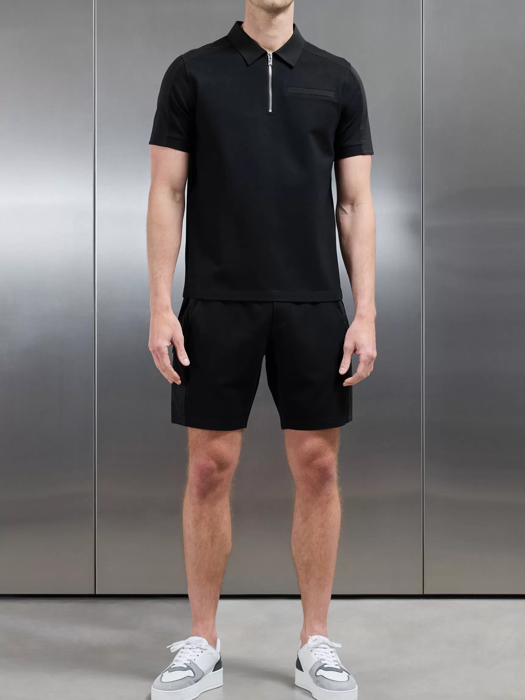 Flash Sale ARNE Hybrid Cargo Zip Polo Shirt - Black