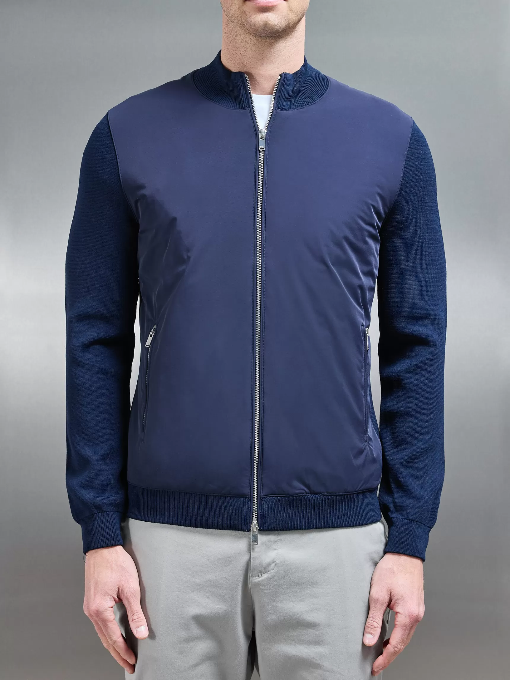 Clearance ARNE Hybrid Knitted Jacket - Navy